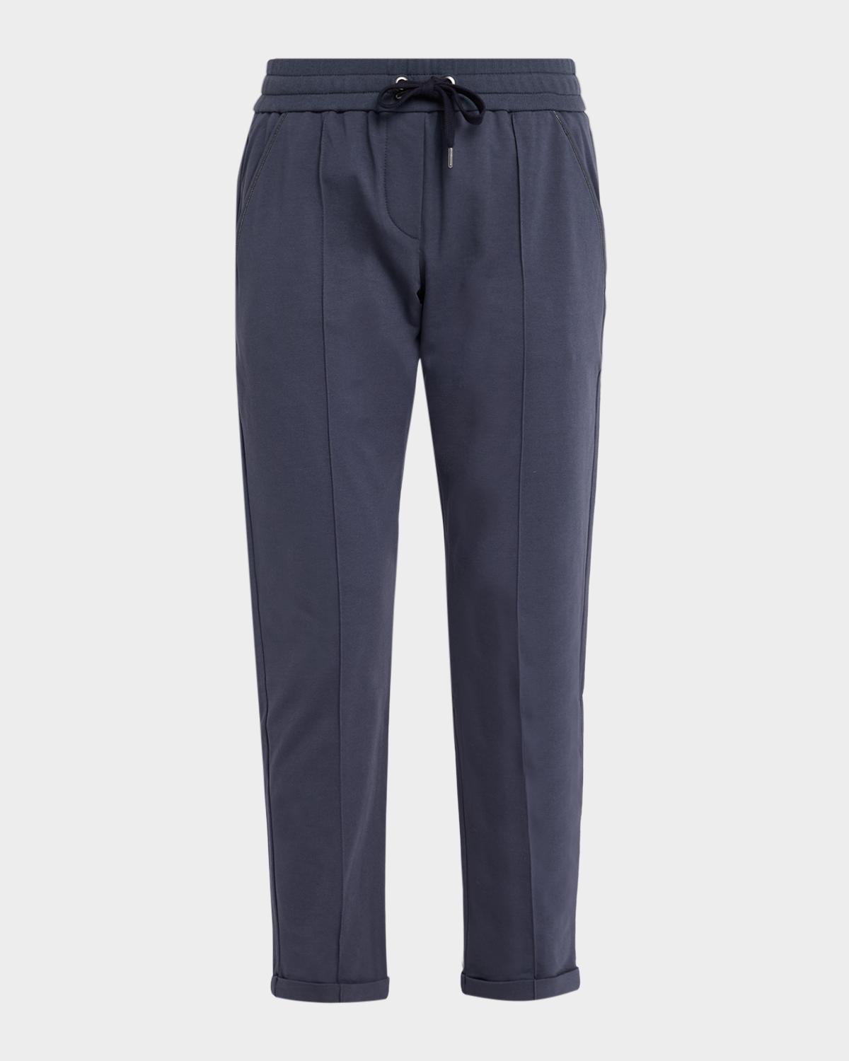Monili-Trim Pintuck Tapered-Leg Ankle Sport Pants