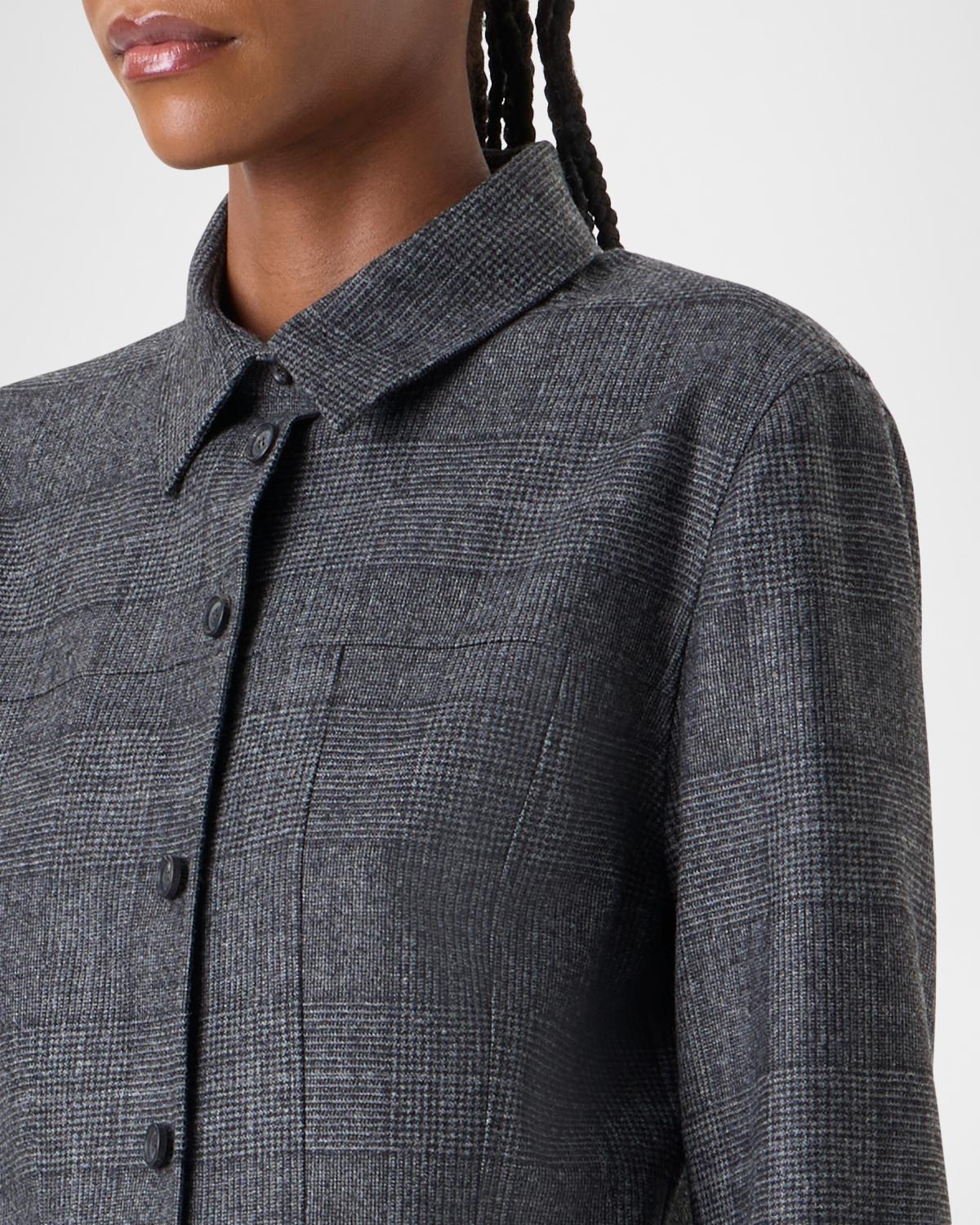 Wool Flannel Prince of Wales Button-Down Blouse - thumbnail 6