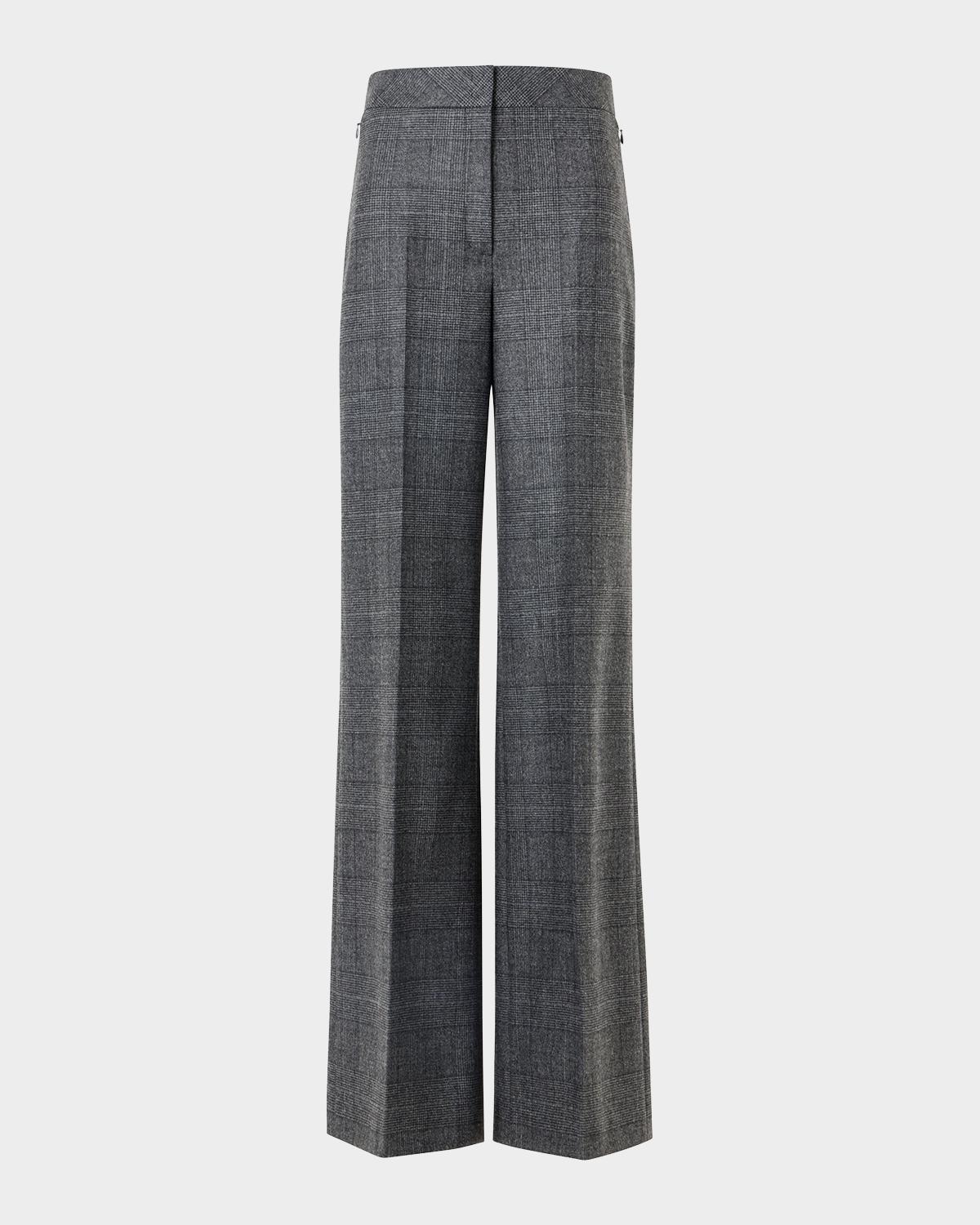 Fior Prince of Whales Wool Flannel Wide-Leg Pants