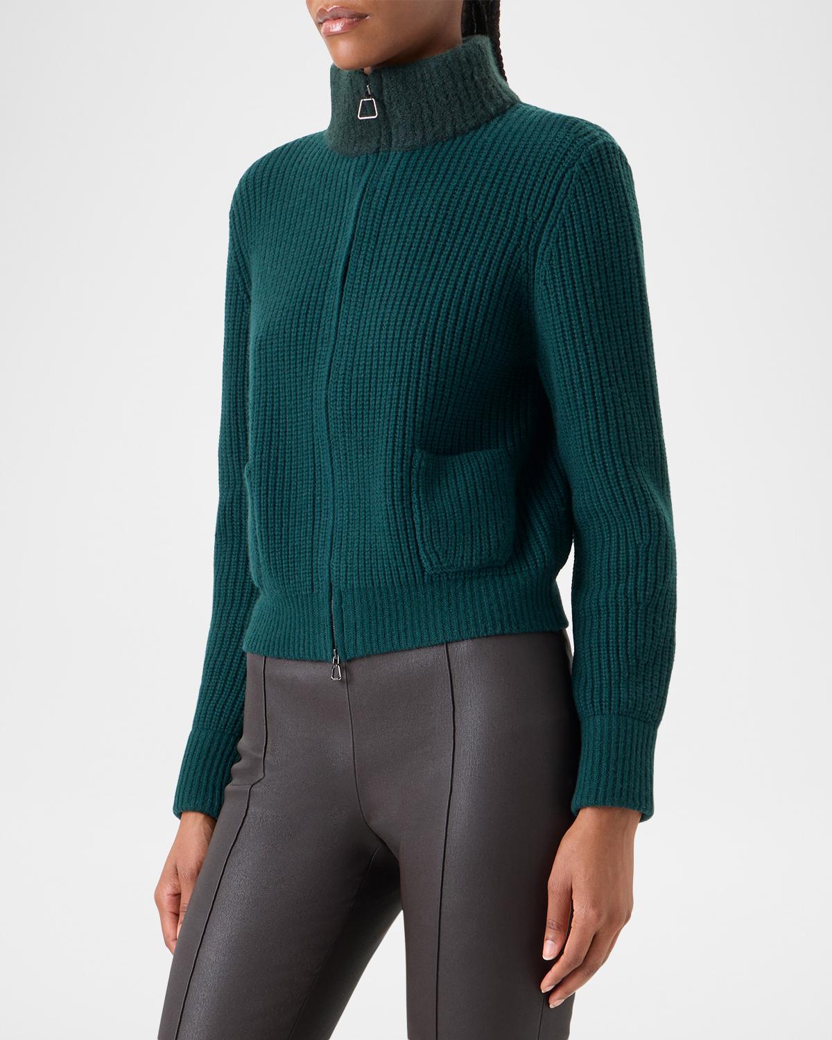 Wool-Cashmere Turtleneck Zip Cardigan - thumbnail 5