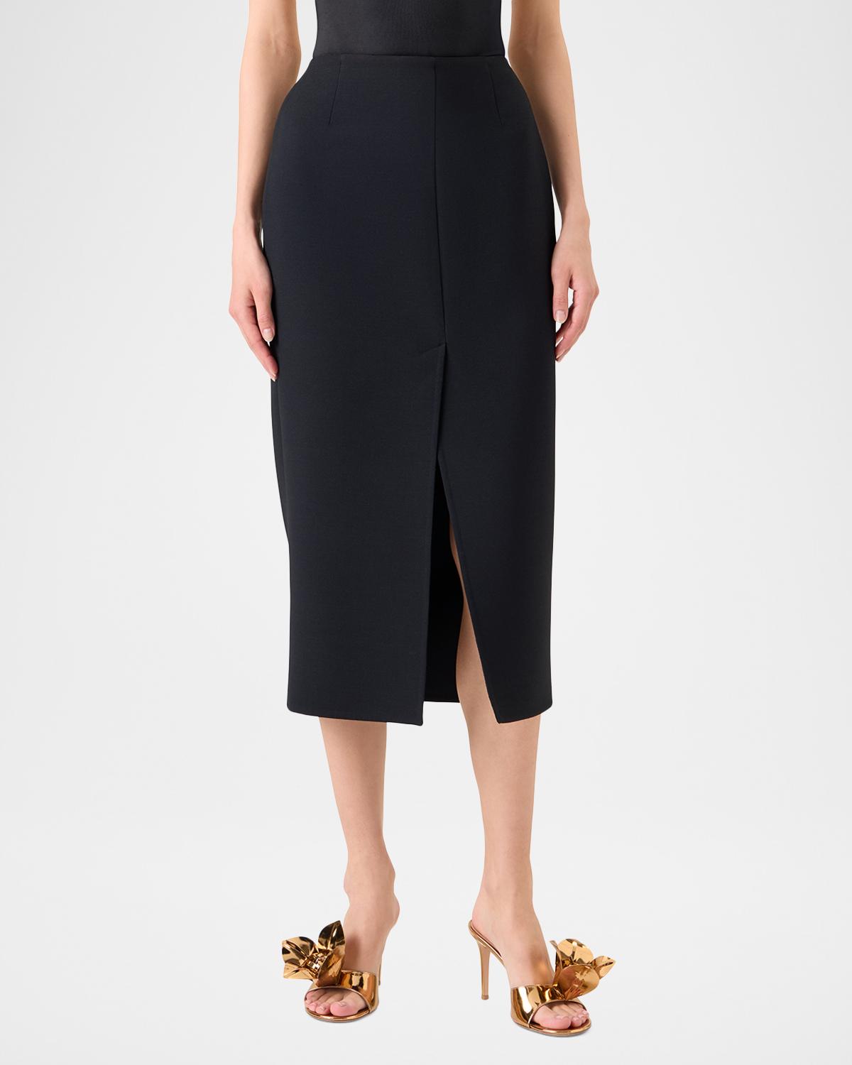 Wool Double-Face Slit Midi Pencil Skirt - thumbnail 2