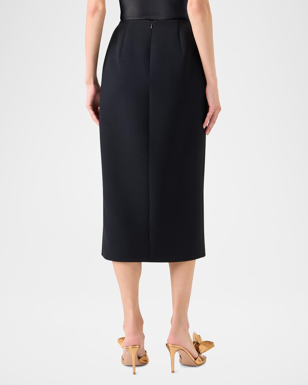 Wool Double-Face Slit Midi Pencil Skirt - thumbnail 3