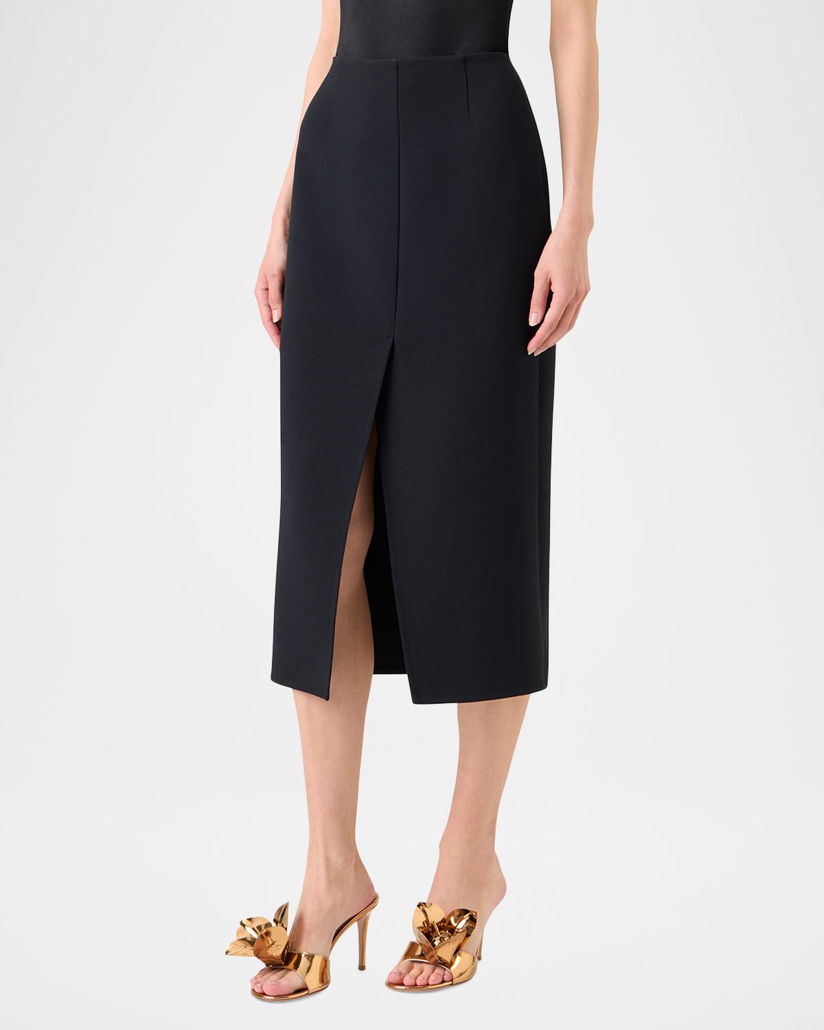 Wool Double-Face Slit Midi Pencil Skirt - thumbnail 4