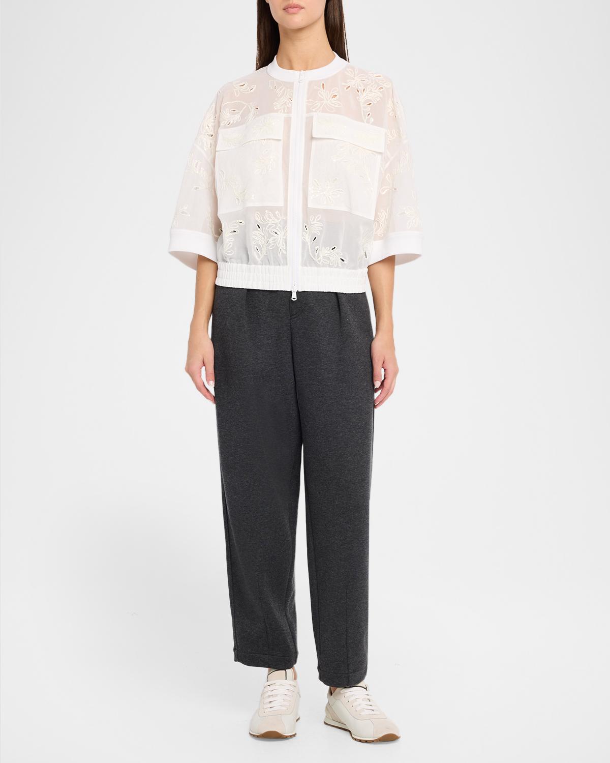 Pleated Tapered-Leg Ankle Sport Pants - thumbnail 2