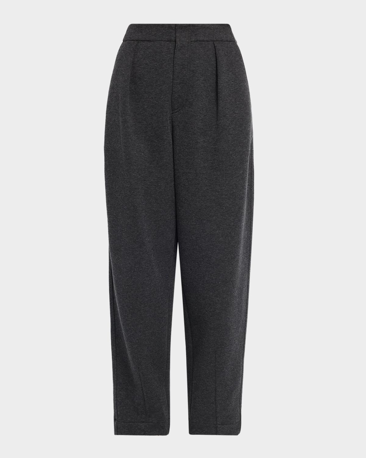 Pleated Tapered-Leg Ankle Sport Pants