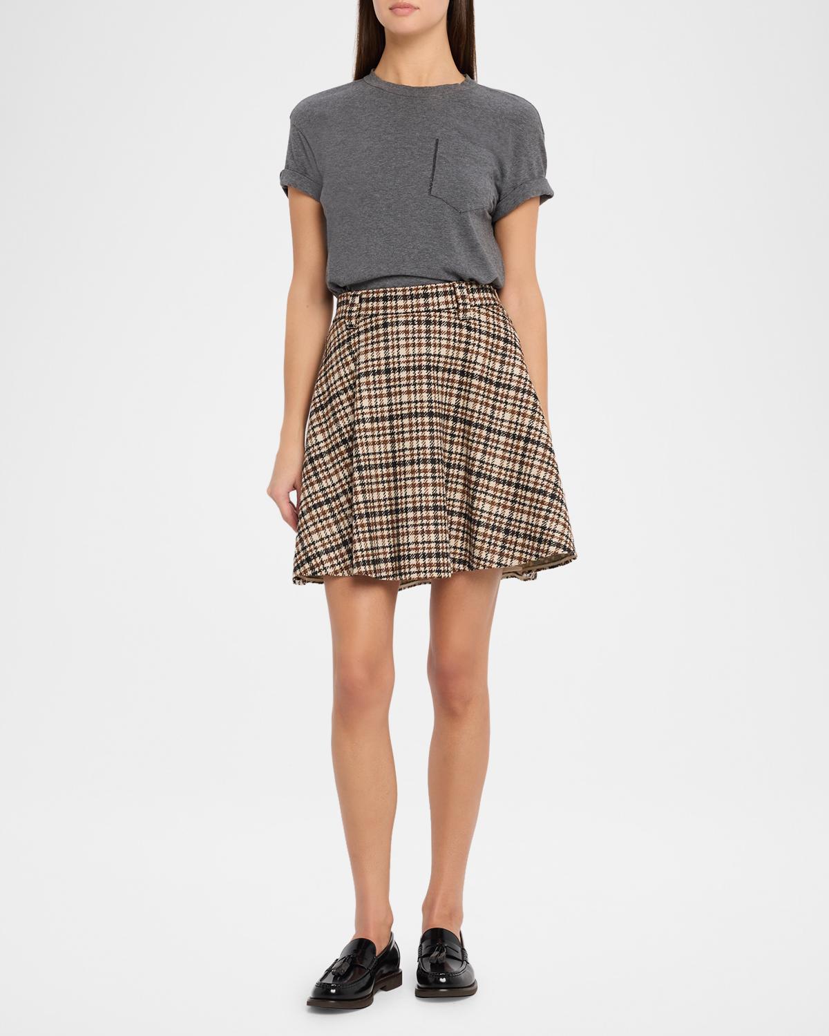 Checked Wool-Alpaca Mini Circle Skirt - thumbnail 2