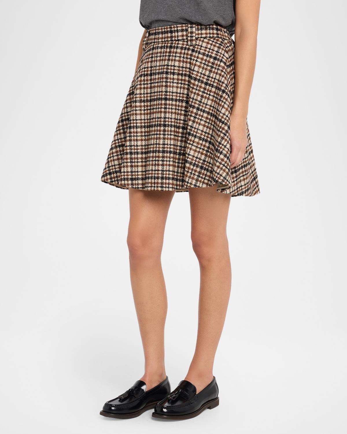 Checked Wool-Alpaca Mini Circle Skirt - thumbnail 4