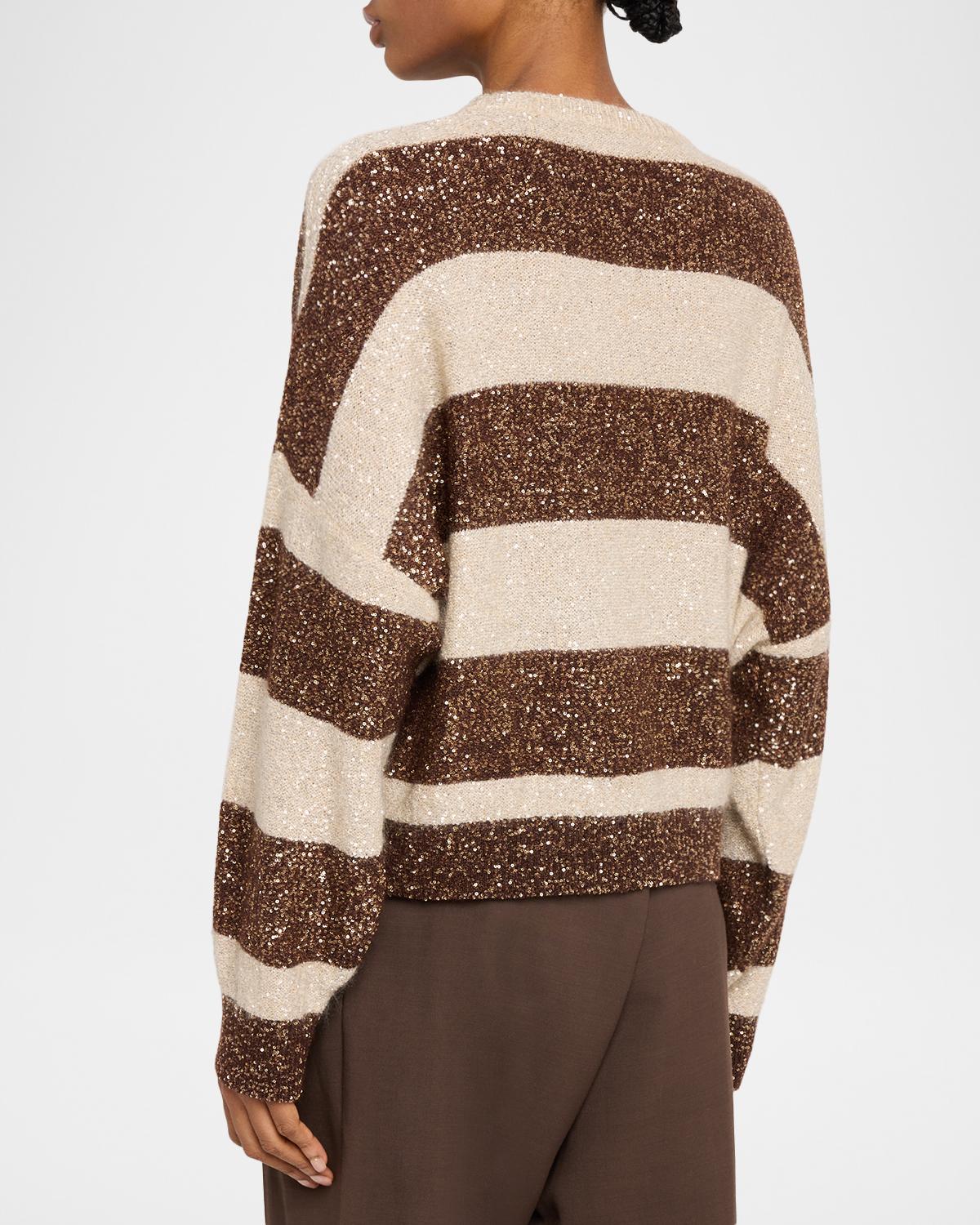BRUNELLO CUCINELLI 마이크로 시퀸 스트라이프 니트