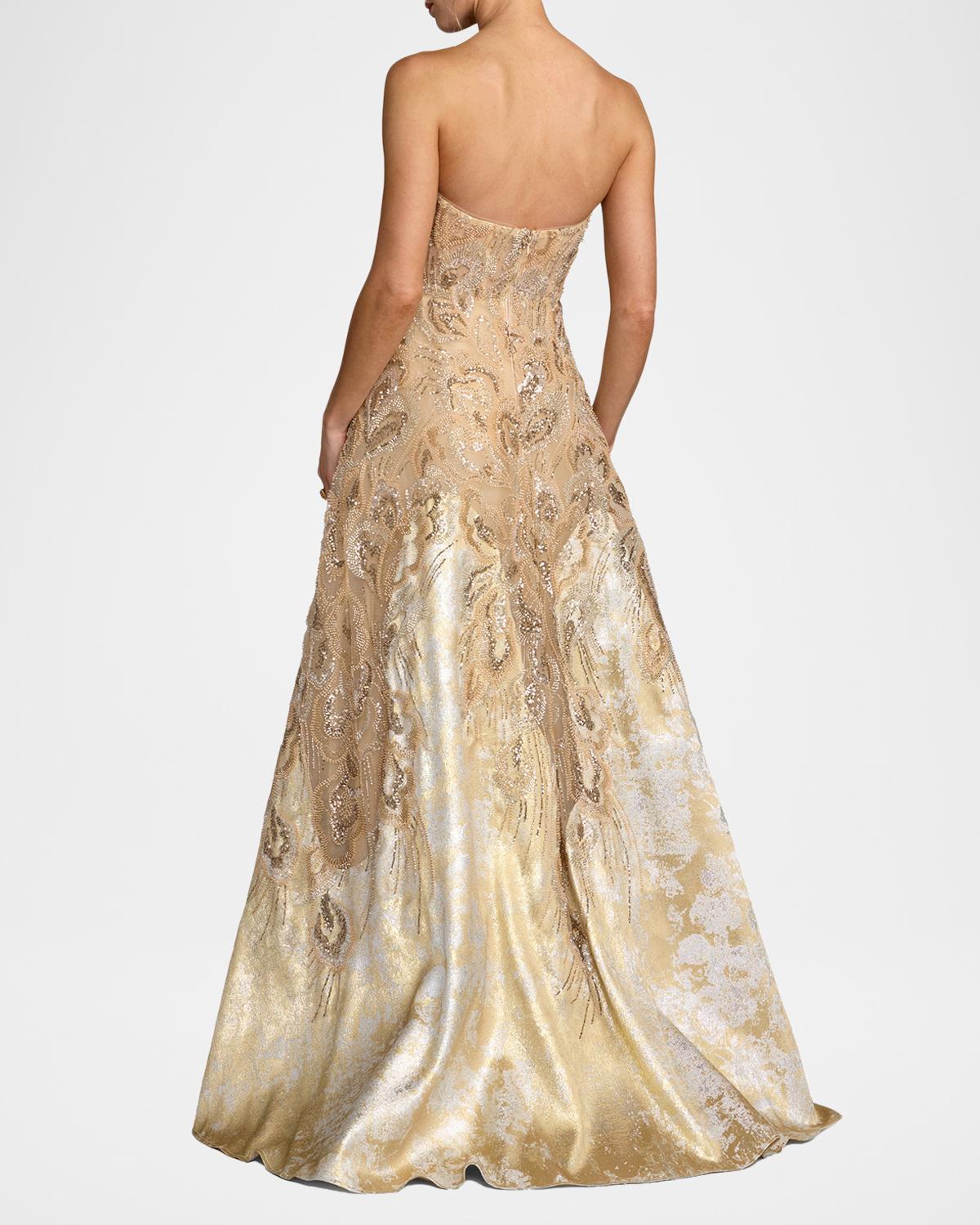 Sequin-Embellished Brocade Ball Gown - thumbnail 3
