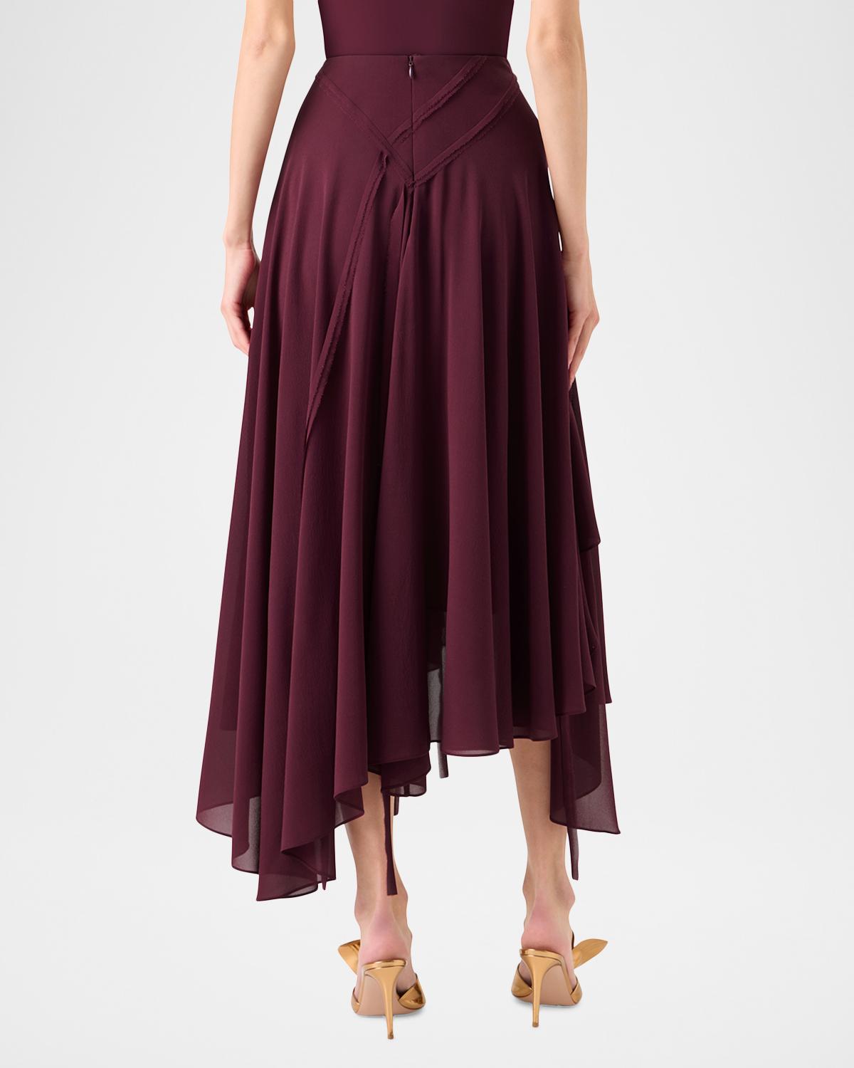 Asymmetric Silk Georgette Midi Skirt - thumbnail 2