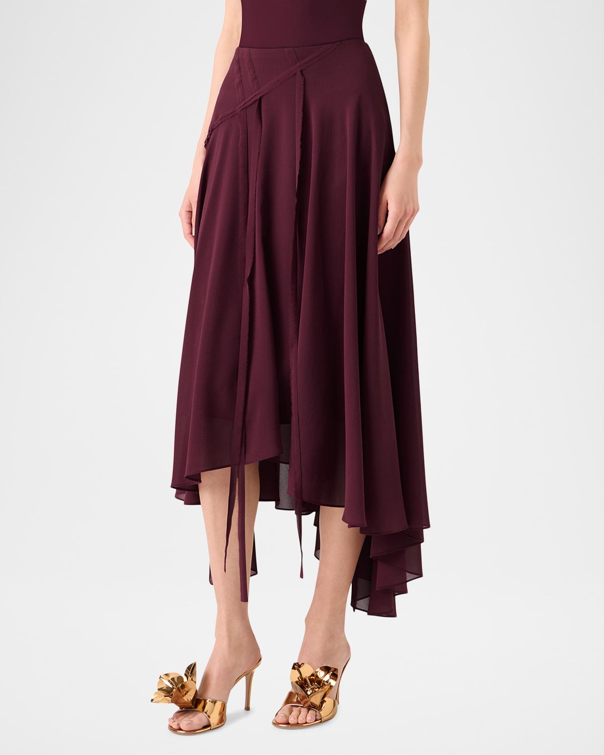Asymmetric Silk Georgette Midi Skirt - thumbnail 3