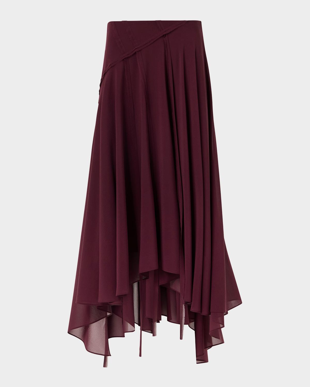Asymmetric Silk Georgette Midi Skirt
