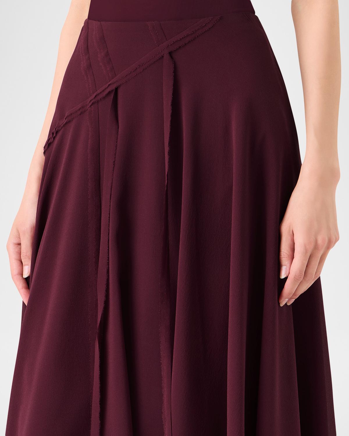 Asymmetric Silk Georgette Midi Skirt - thumbnail 5