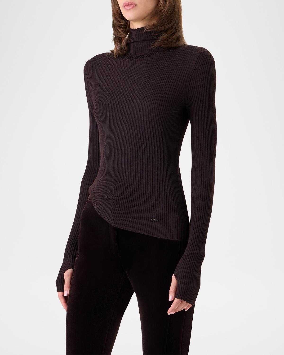 Cashmere and Silk Ribbed Turtleneck Sweater - thumbnail 4