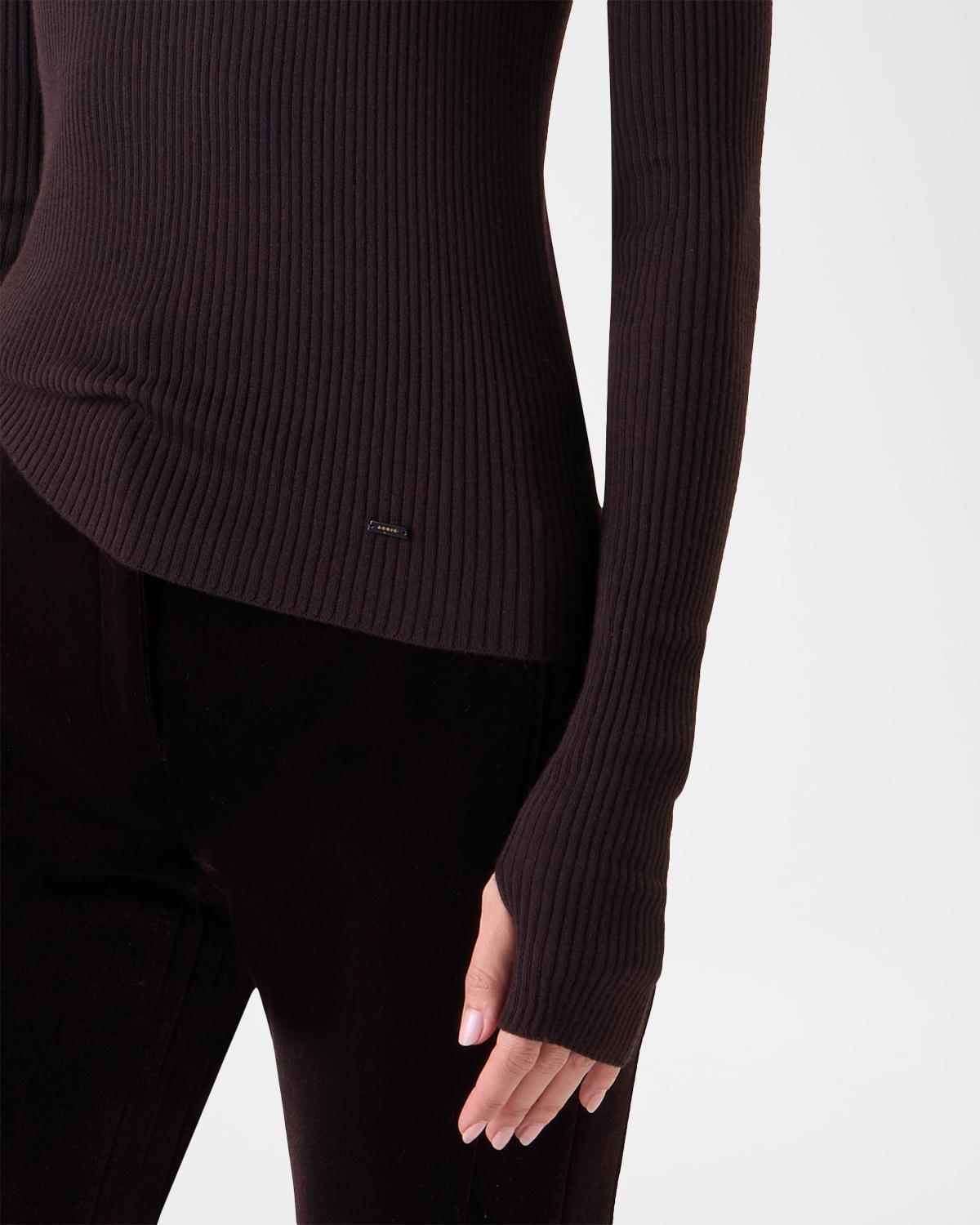Cashmere and Silk Ribbed Turtleneck Sweater - thumbnail 5