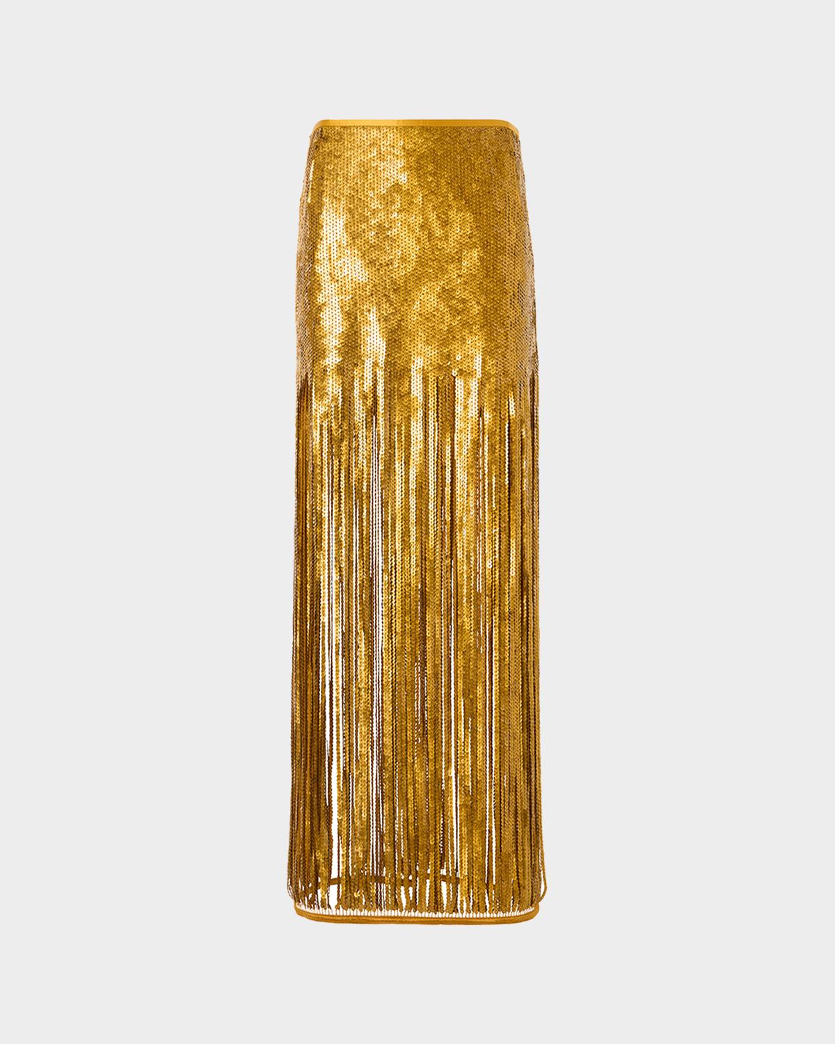 Sequined Fringe Midi Skirt