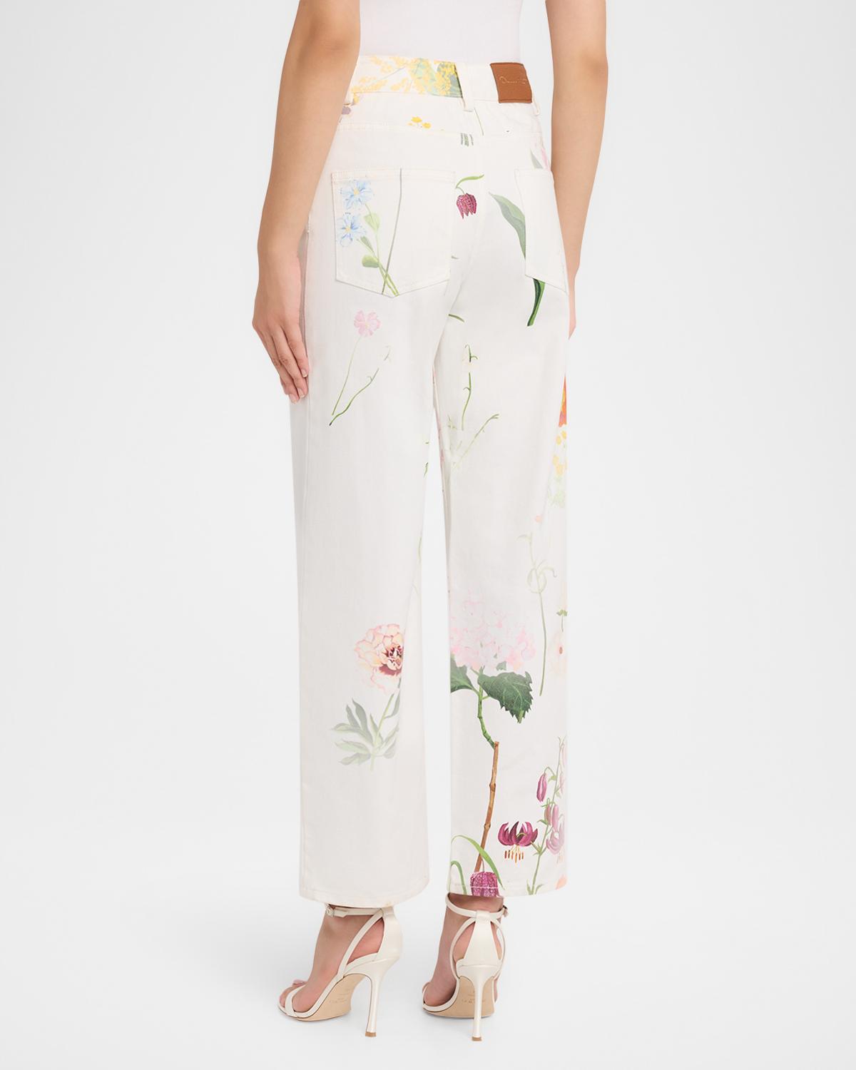 Faded Mixed Botanical Straight-Leg Ankle Pants - thumbnail 3