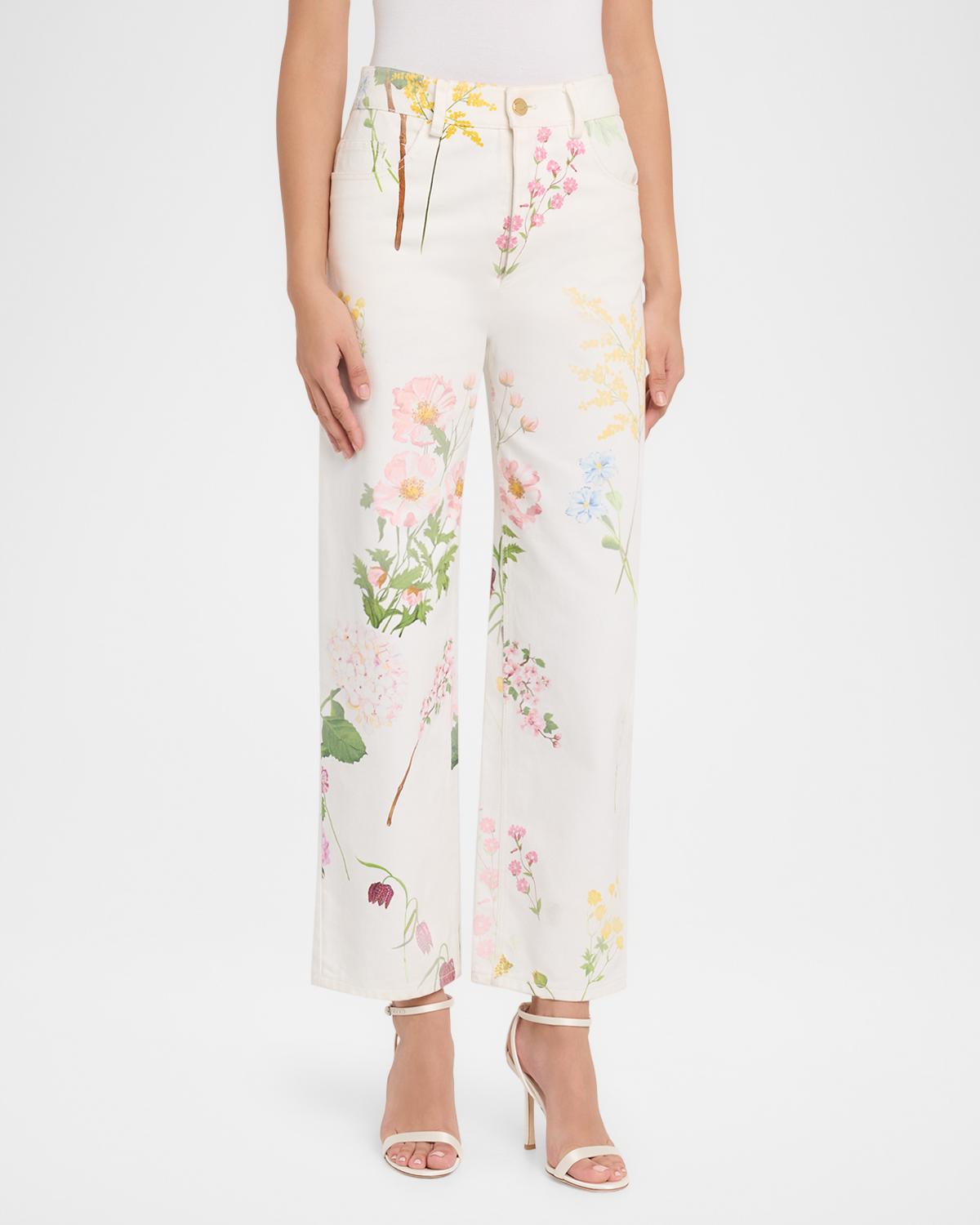 Faded Mixed Botanical Straight-Leg Ankle Pants - thumbnail 4