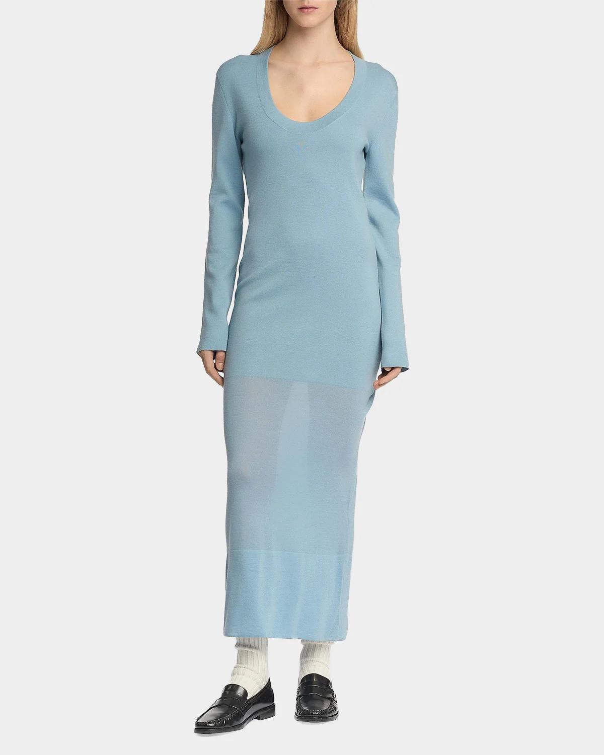 Cashmere Sheer Panel Sweaterdress - thumbnail 2