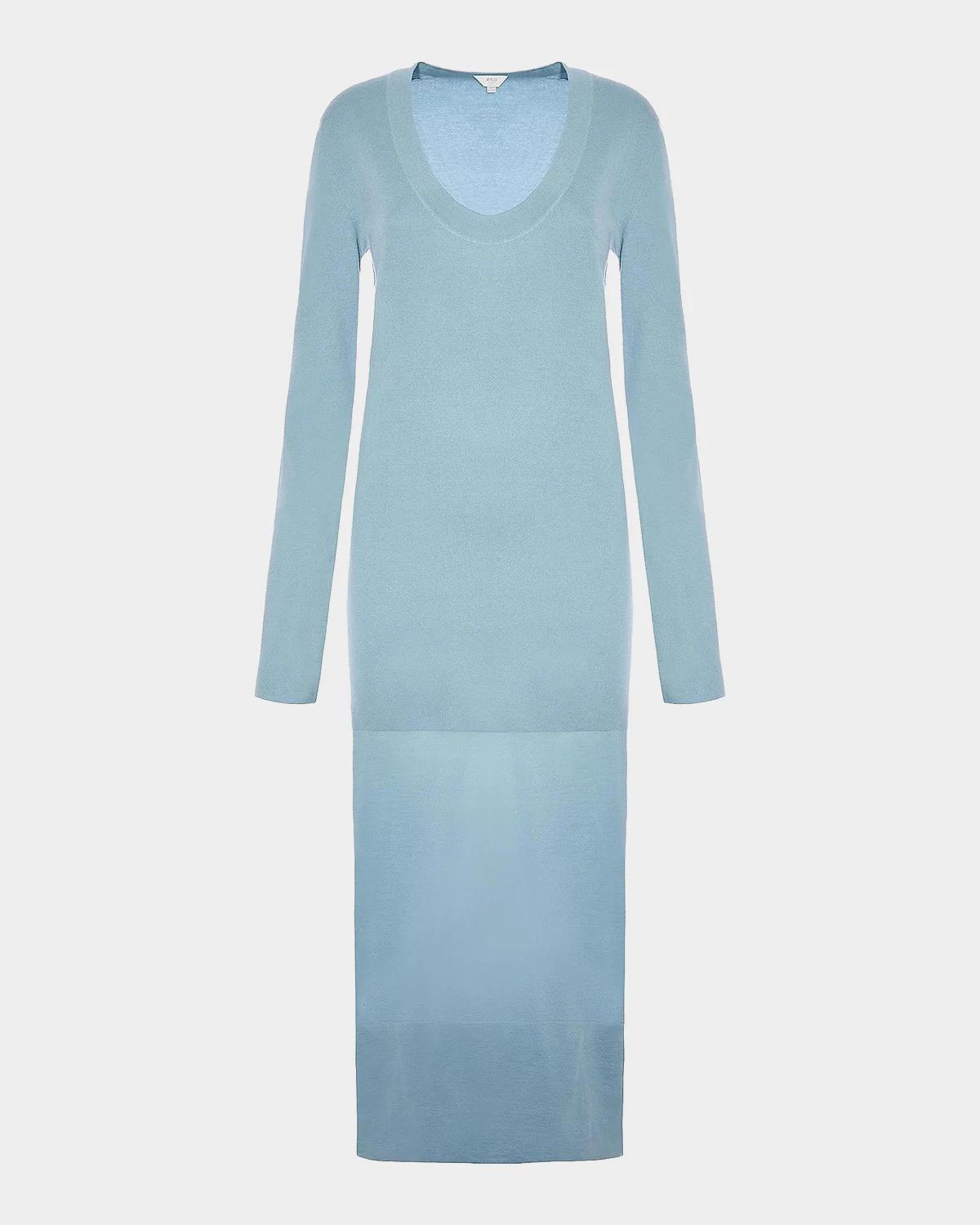 Cashmere Sheer Panel Sweaterdress