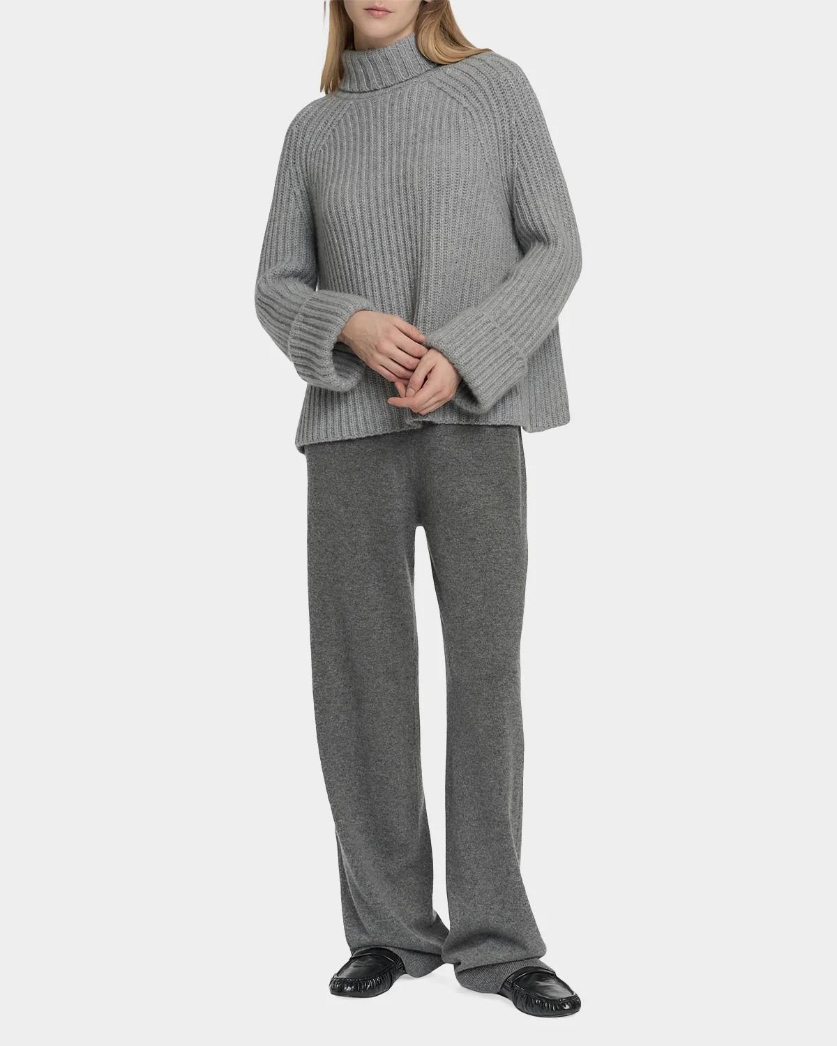 Rib-Knit Cashmere Raglan Turtleneck Sweater - thumbnail 2
