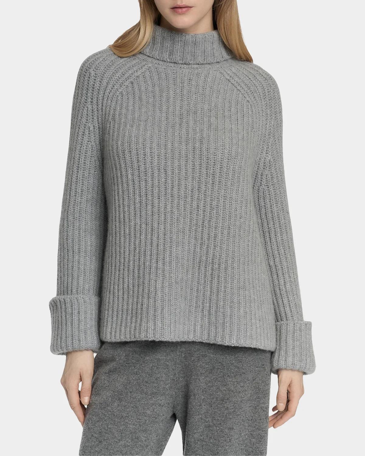 Rib-Knit Cashmere Raglan Turtleneck Sweater - thumbnail 4