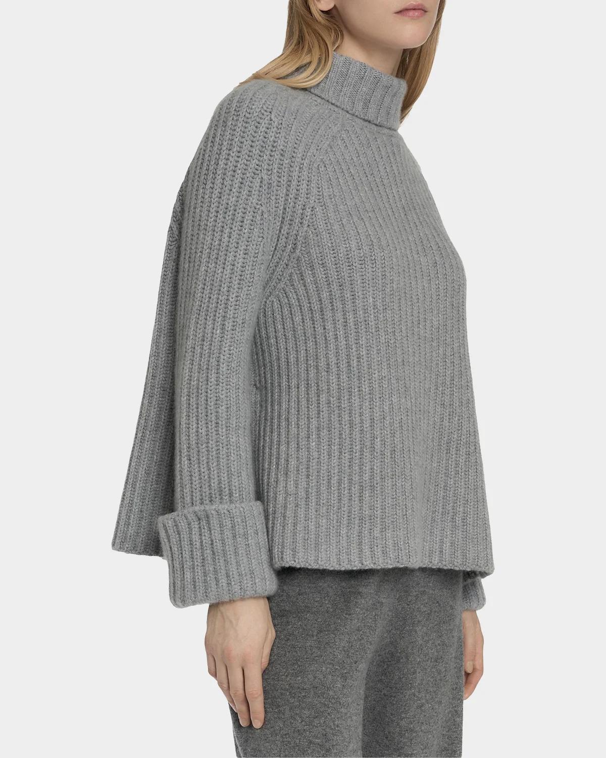 Rib-Knit Cashmere Raglan Turtleneck Sweater - thumbnail 6