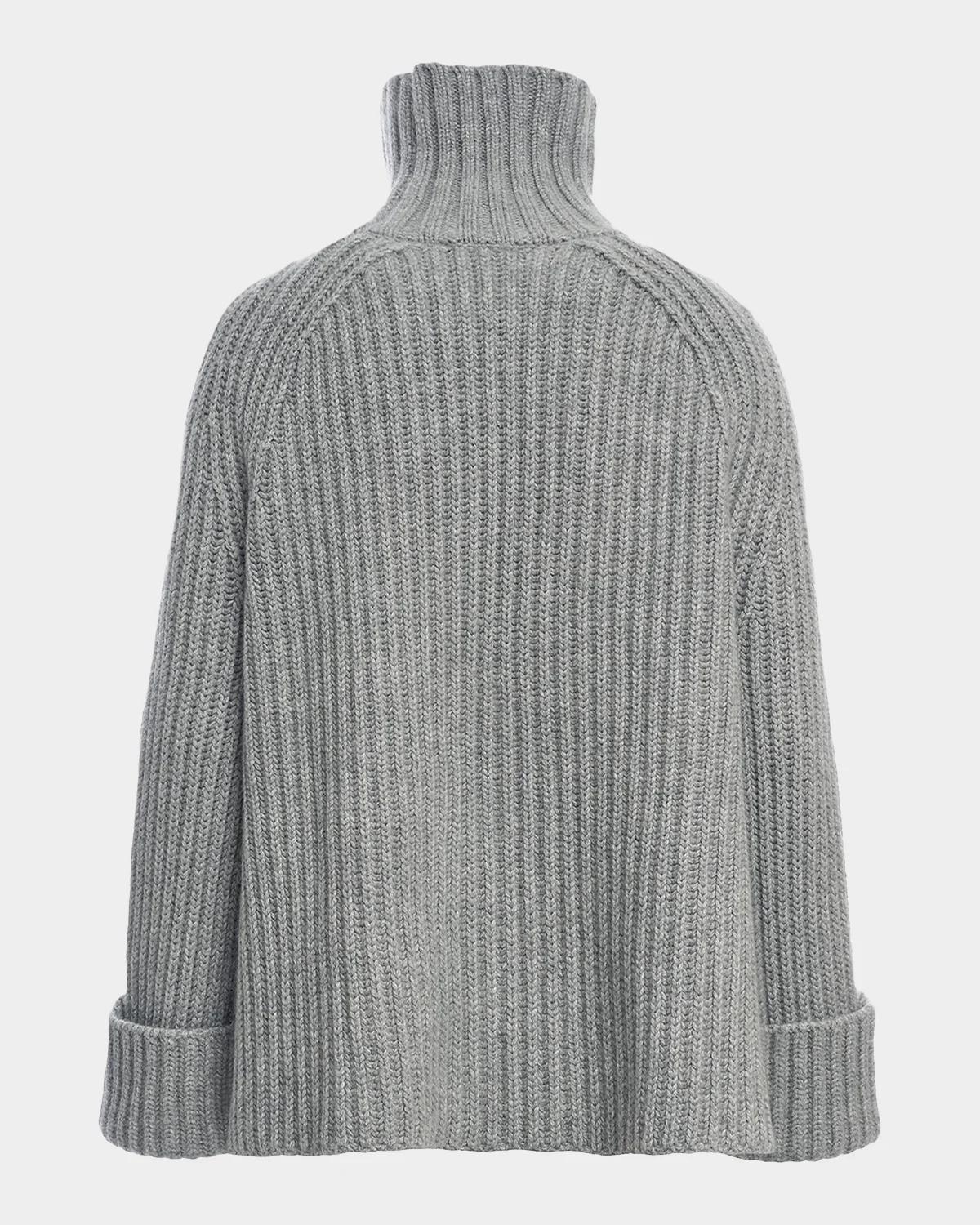 Rib-Knit Cashmere Raglan Turtleneck Sweater - thumbnail 8