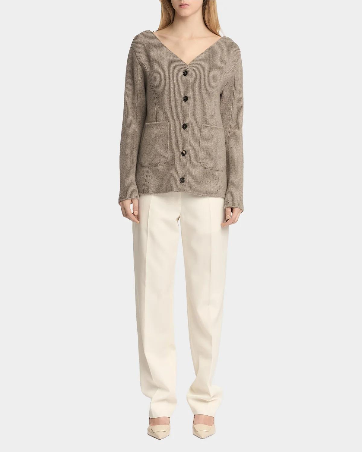 Rib-Knit Cashmere Pocket Cardigan - thumbnail 2