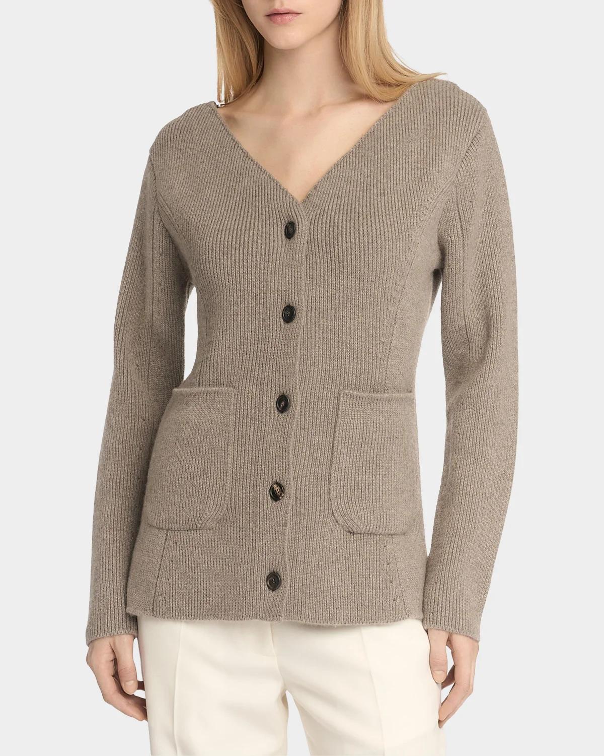 Rib-Knit Cashmere Pocket Cardigan - thumbnail 4