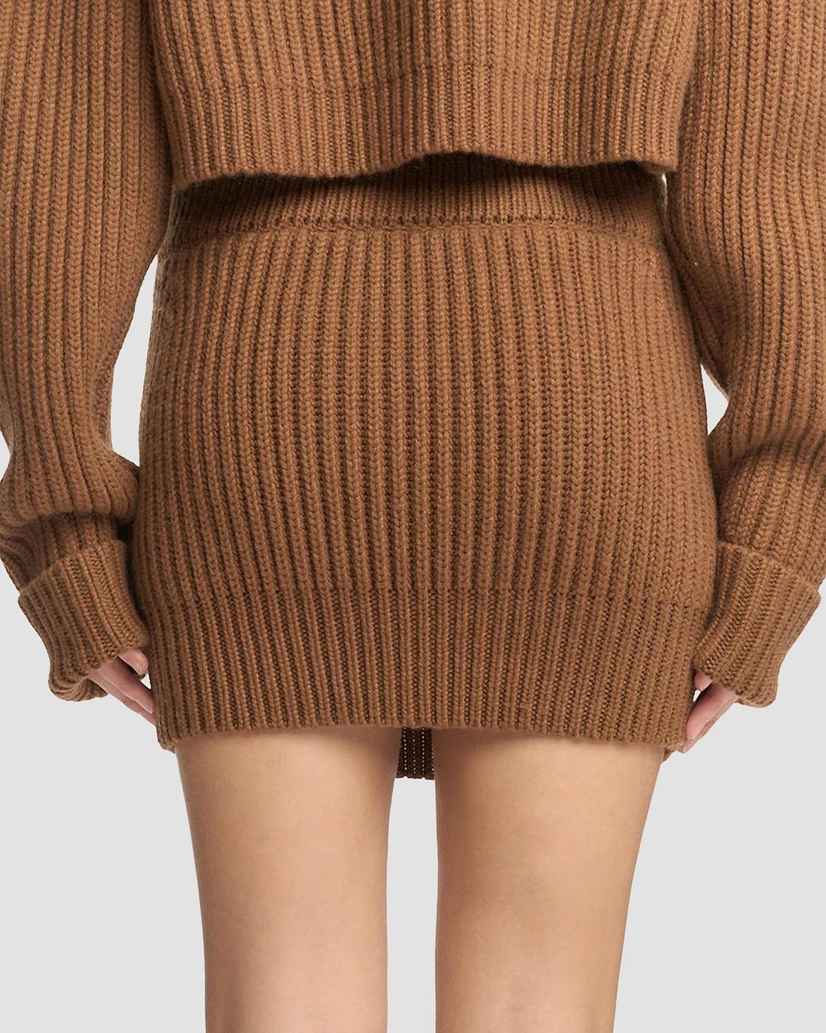 Rib-Knit Cashmere Miniskirt - thumbnail 3