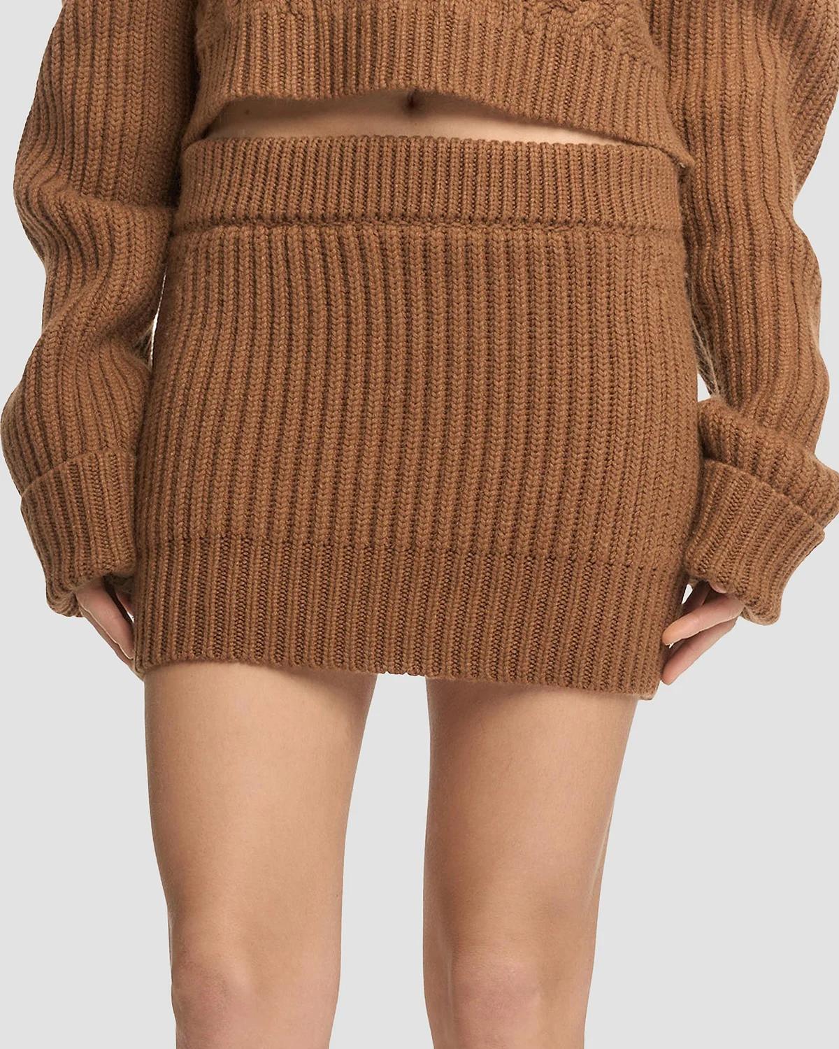 Rib-Knit Cashmere Miniskirt - thumbnail 4