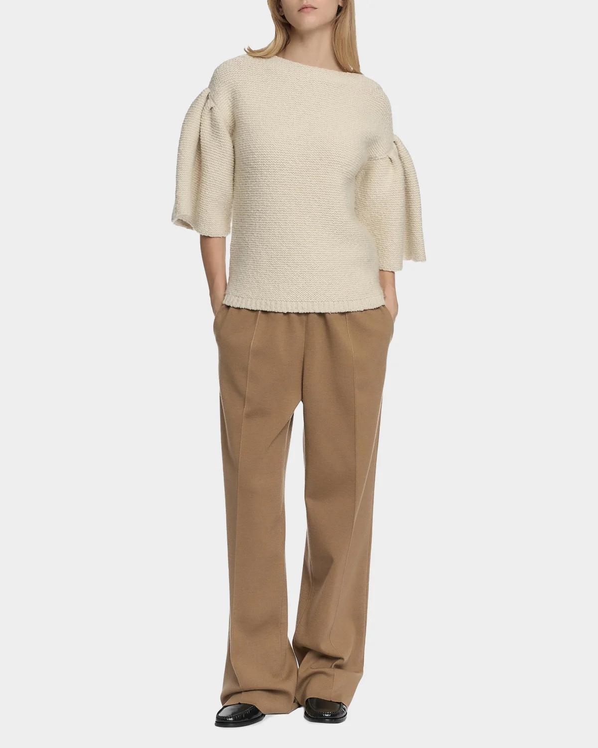 Wool-Cashmere Knit Puff-Sleeve Top - thumbnail 2