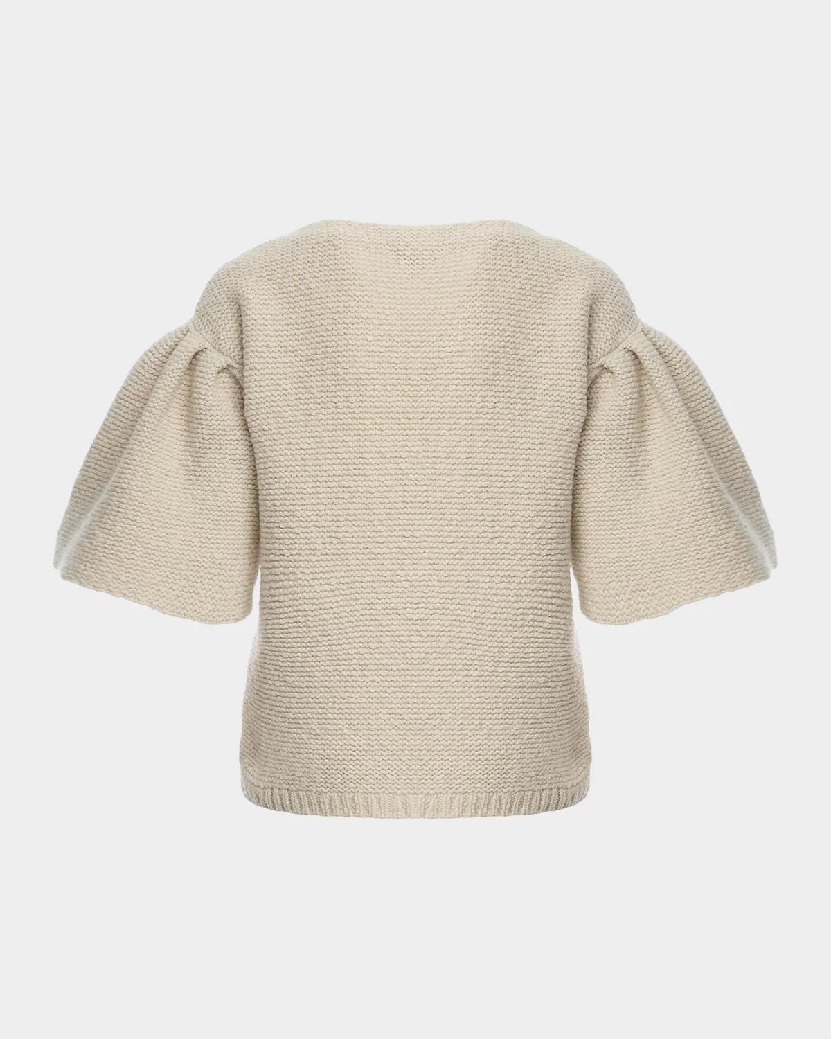 Wool-Cashmere Knit Puff-Sleeve Top - thumbnail 8