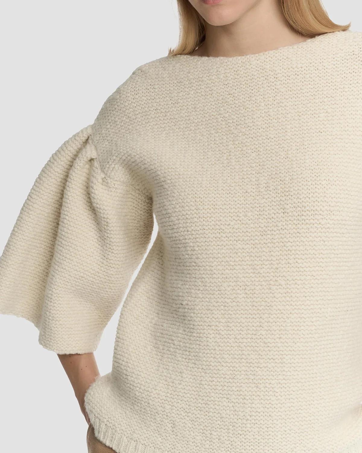 Wool-Cashmere Knit Puff-Sleeve Top - thumbnail 7