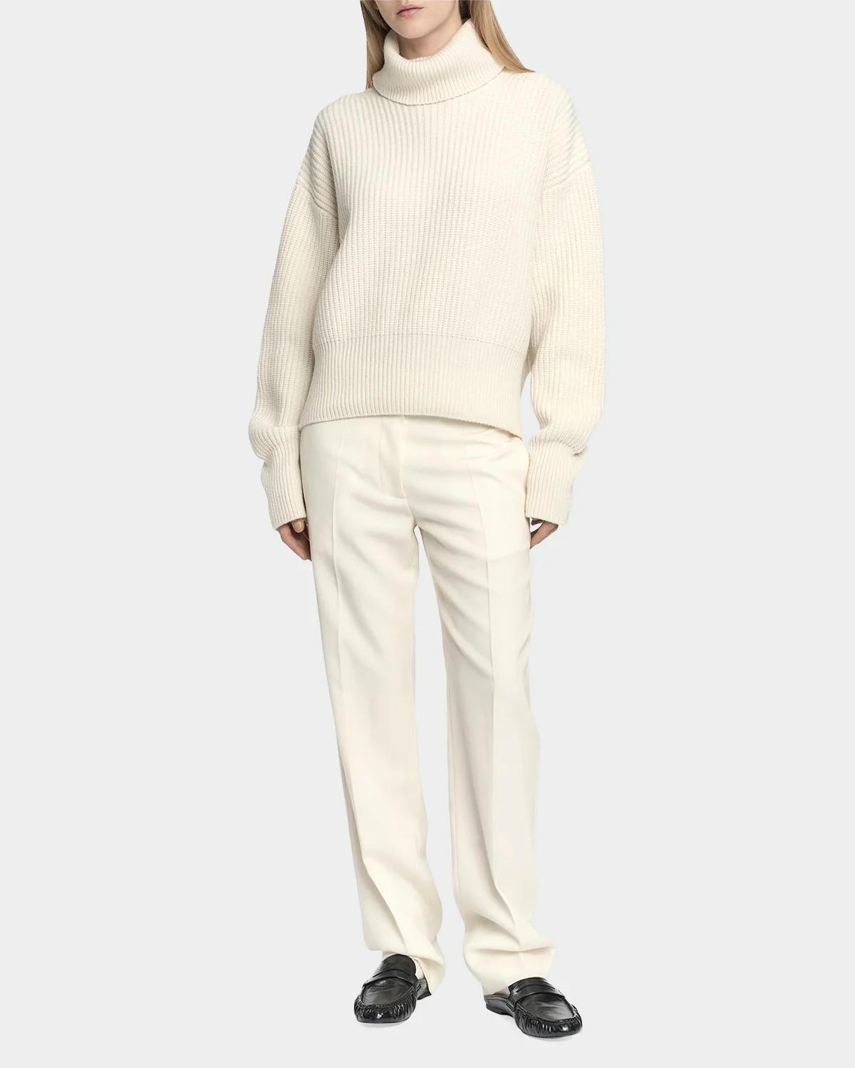 Rib-Knit Cashmere Turtleneck Sweater - thumbnail 2