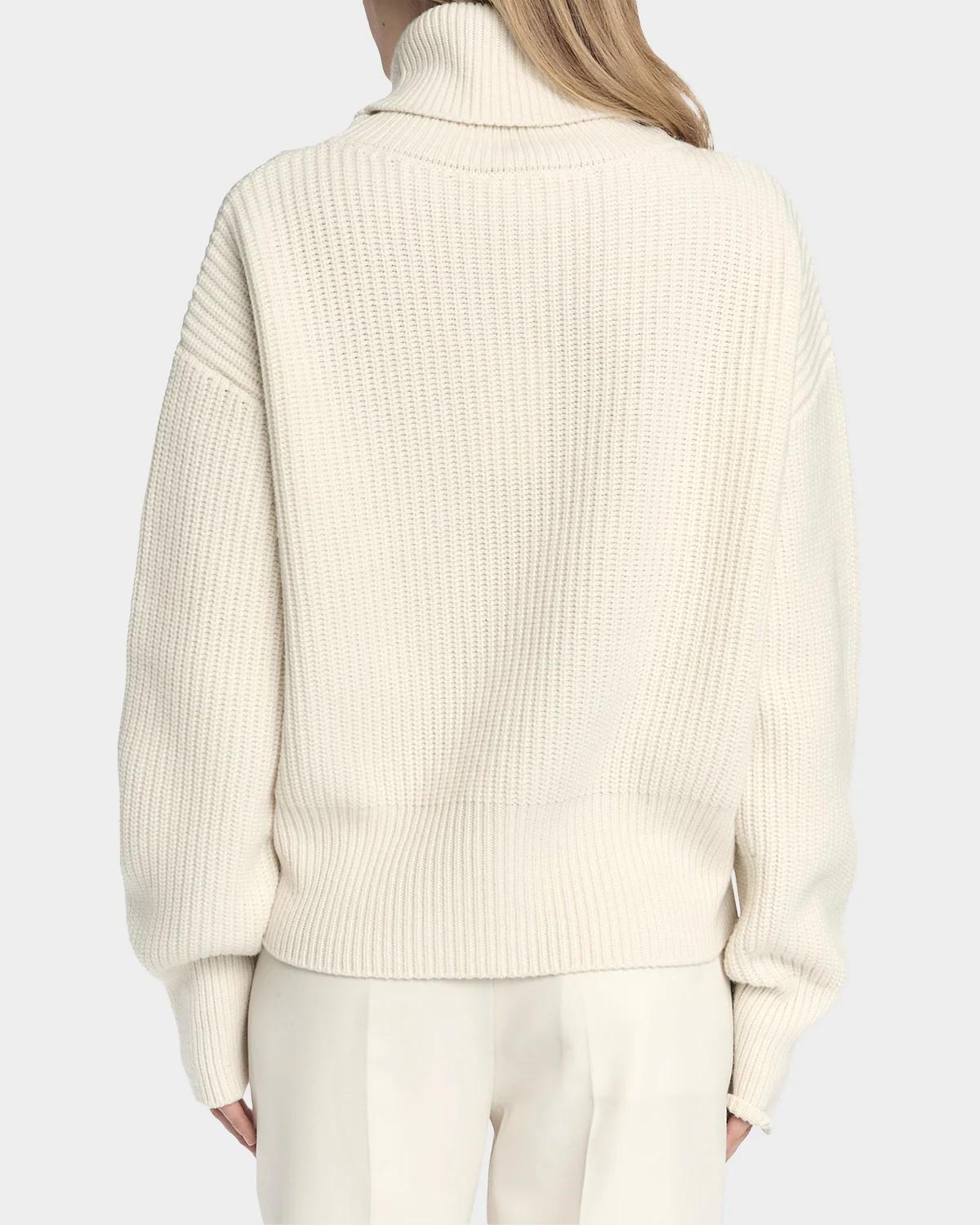 Rib-Knit Cashmere Turtleneck Sweater - thumbnail 3