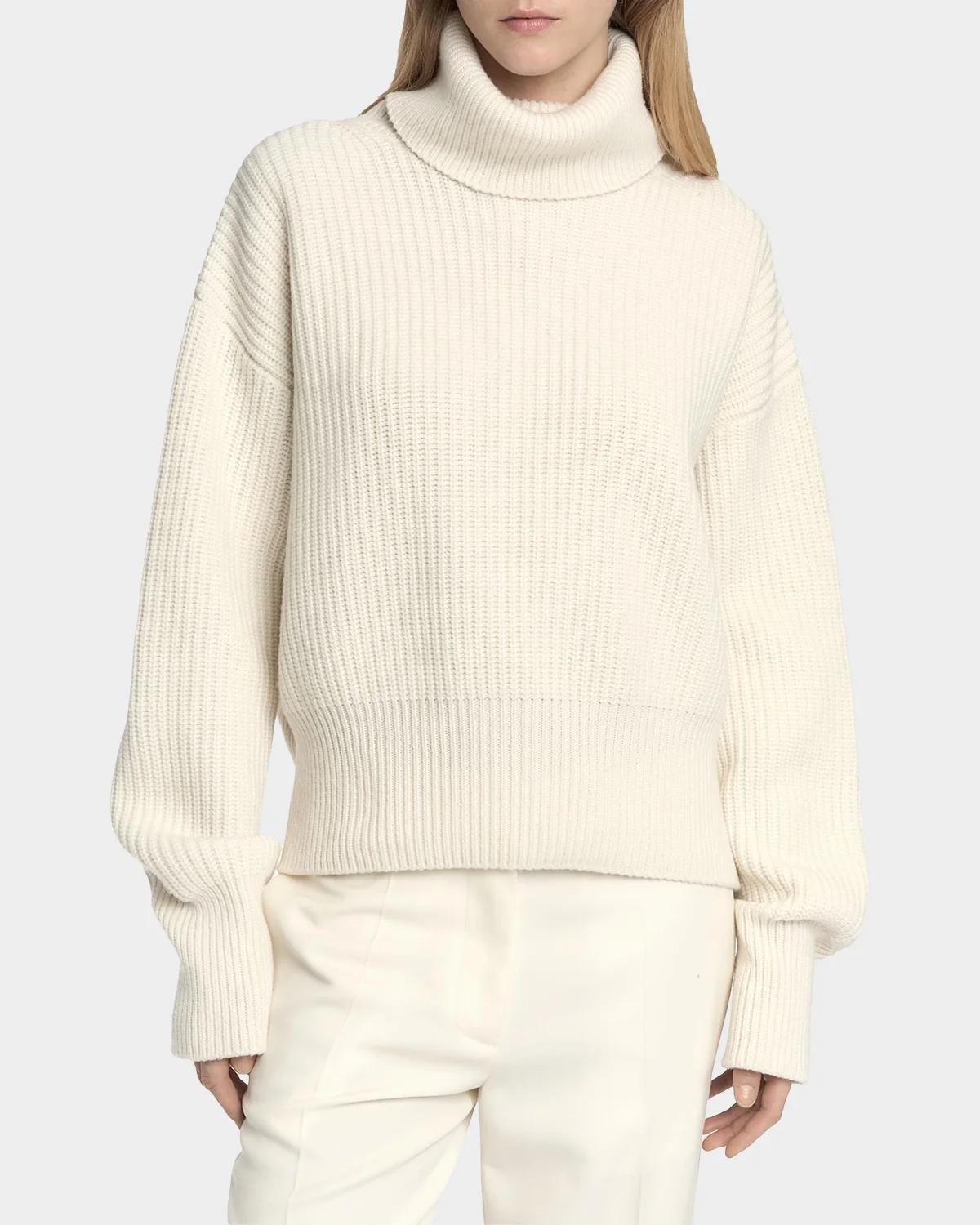 Rib-Knit Cashmere Turtleneck Sweater - thumbnail 4