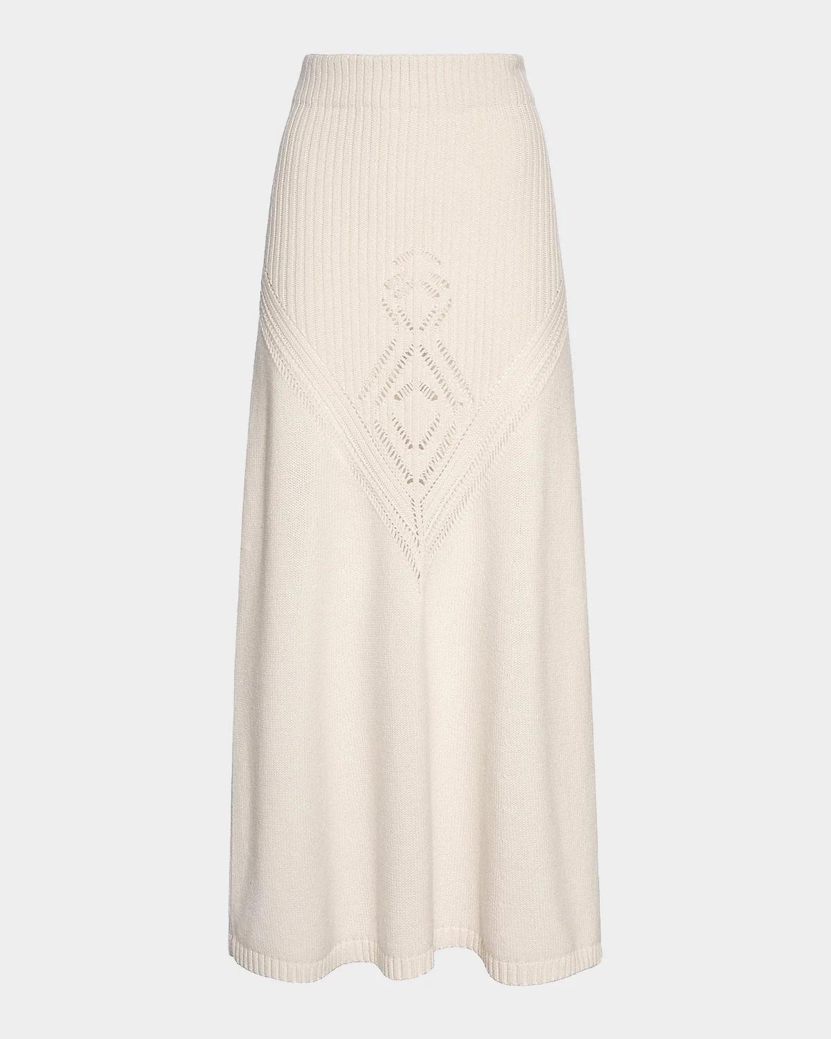 Cashmere Pointelle-Knit Maxi Skirt
