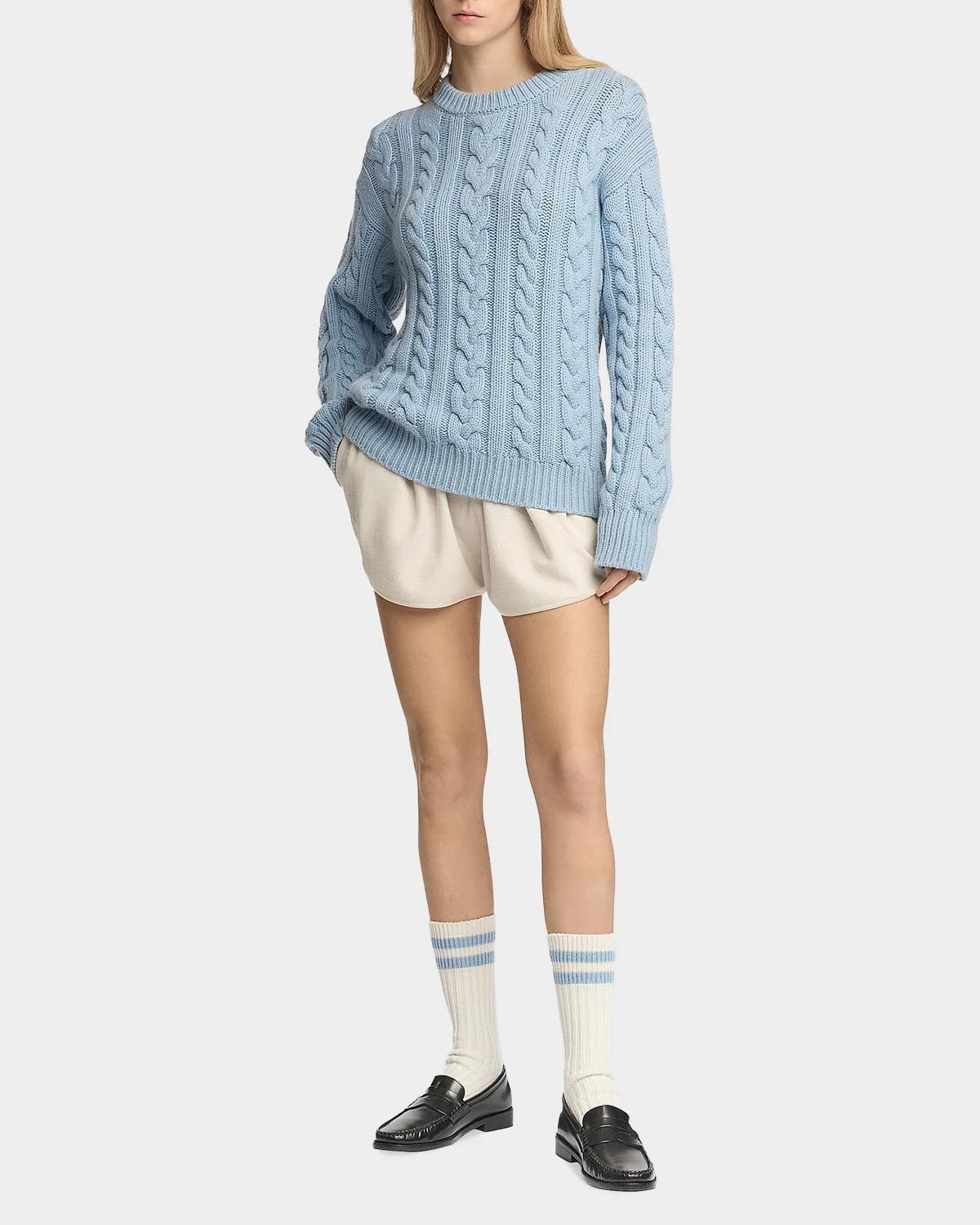 Cable-Knit Cashmere Crewneck Sweater - thumbnail 2