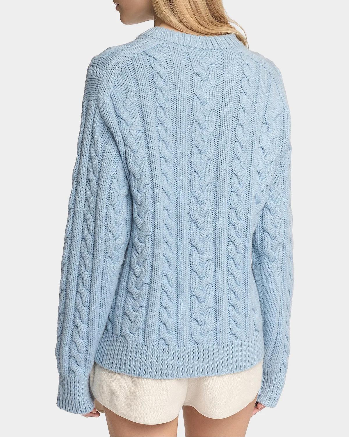 Cable-Knit Cashmere Crewneck Sweater - thumbnail 3