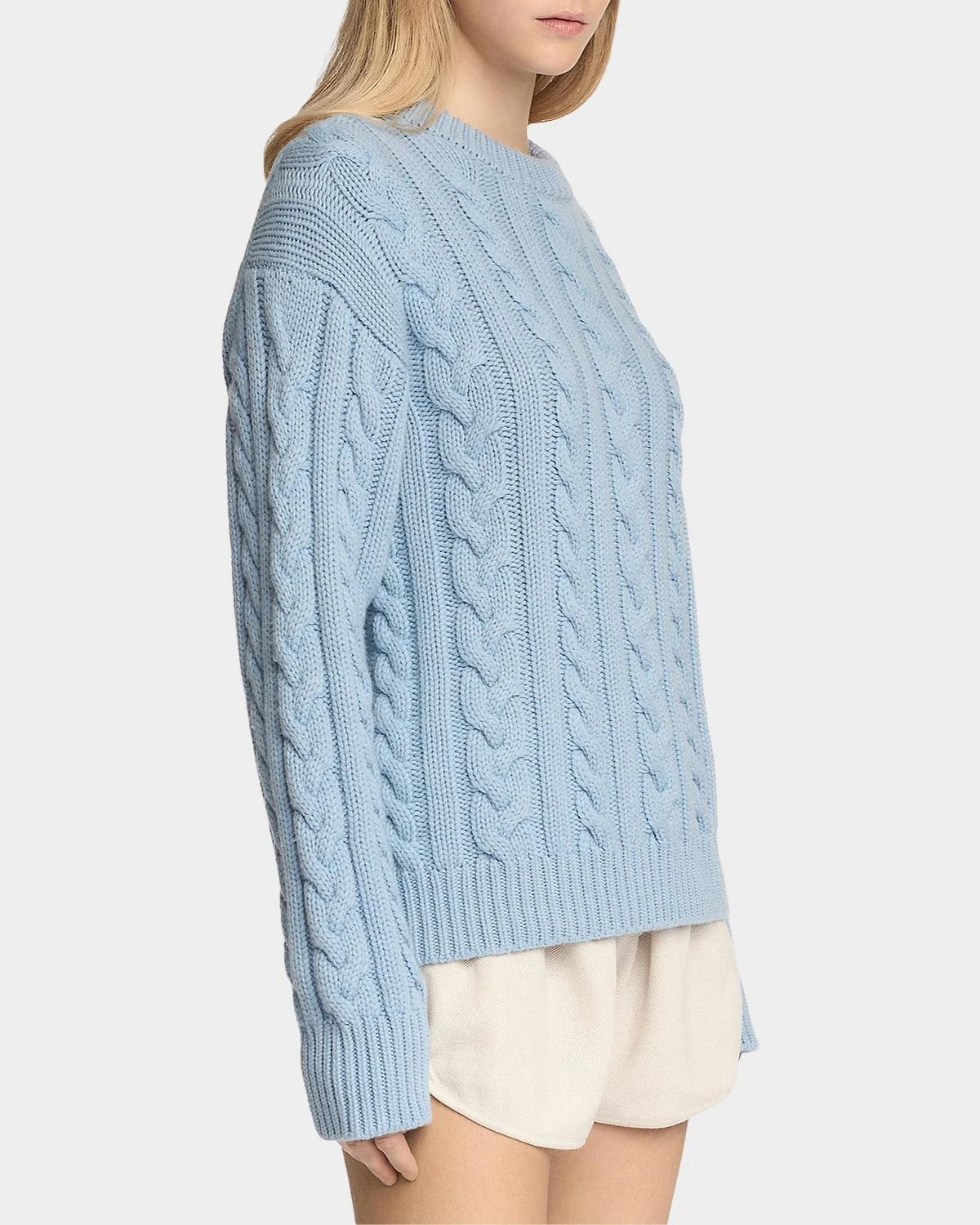 Cable-Knit Cashmere Crewneck Sweater - thumbnail 6