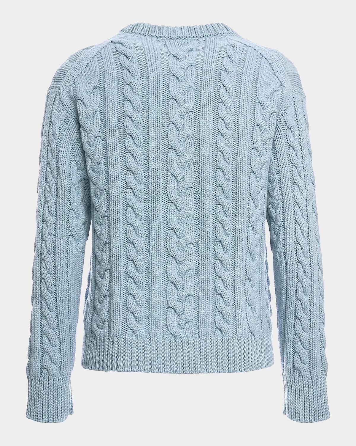 Cable-Knit Cashmere Crewneck Sweater - thumbnail 8
