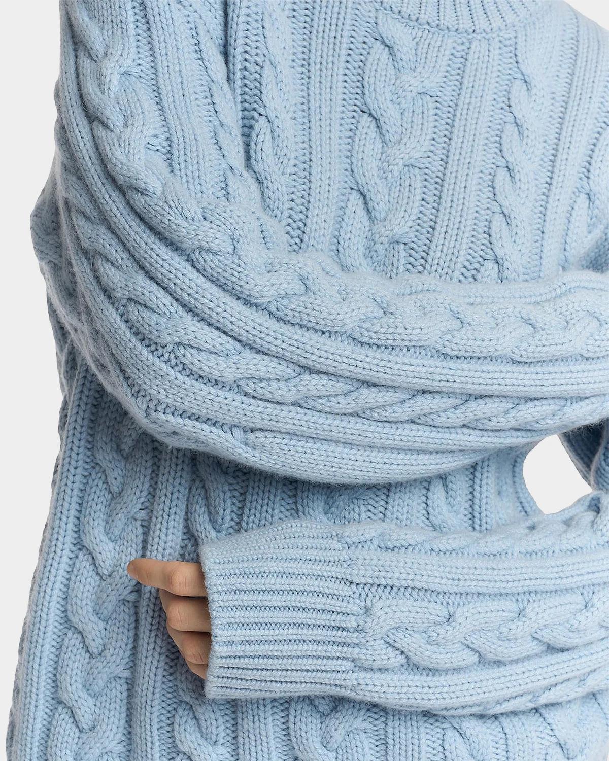 Cable-Knit Cashmere Crewneck Sweater - thumbnail 7