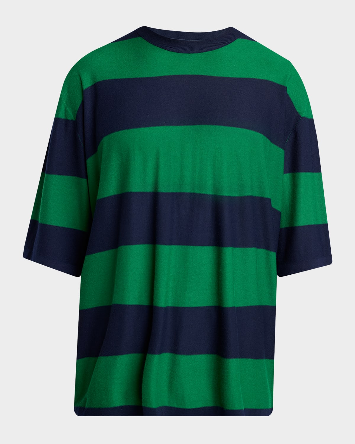 Bottega Veneta Men's Cashmere Wide-Stripe Oversized Crewneck T
