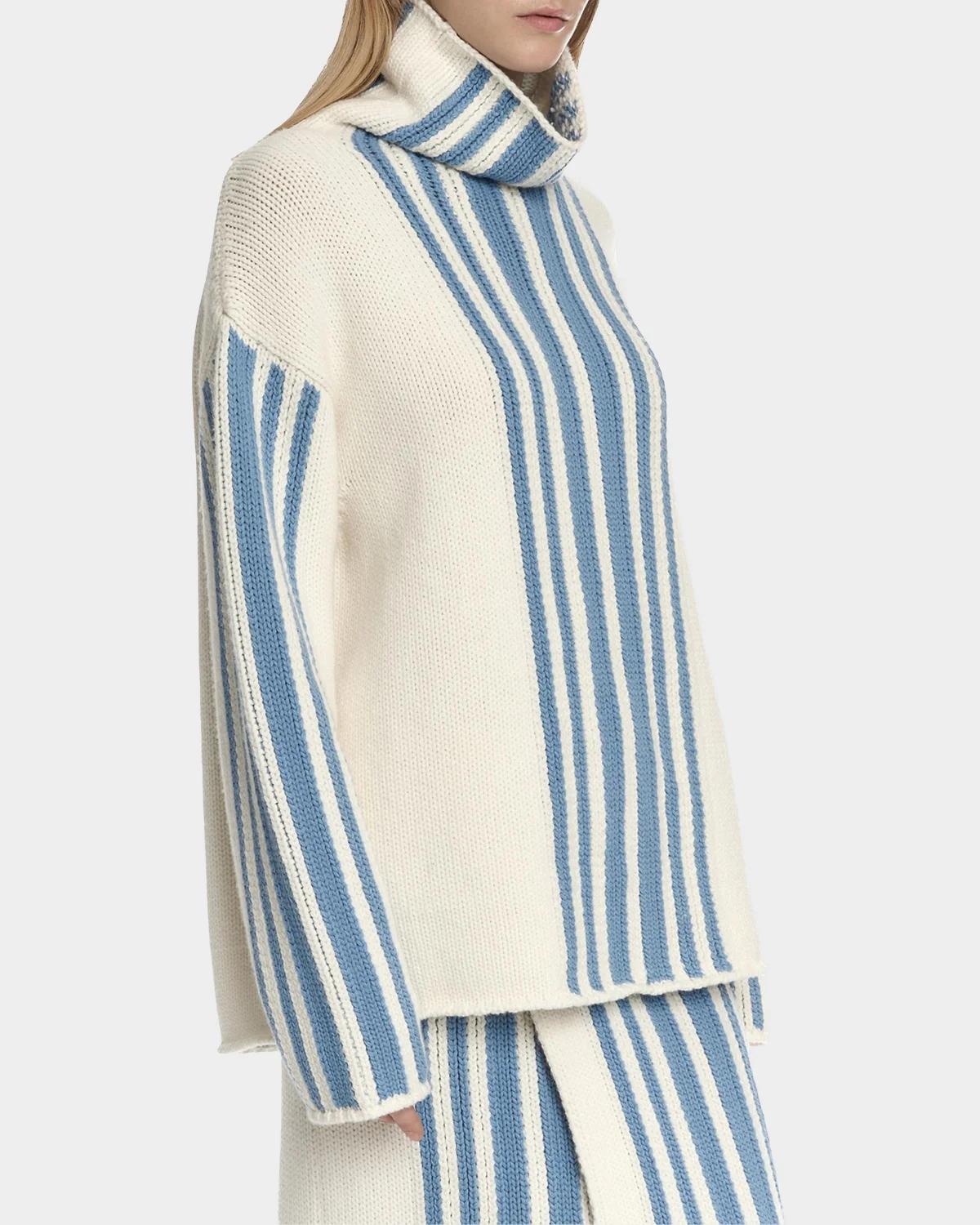Striped Wool-Cashmere Oversized Turtleneck - thumbnail 6