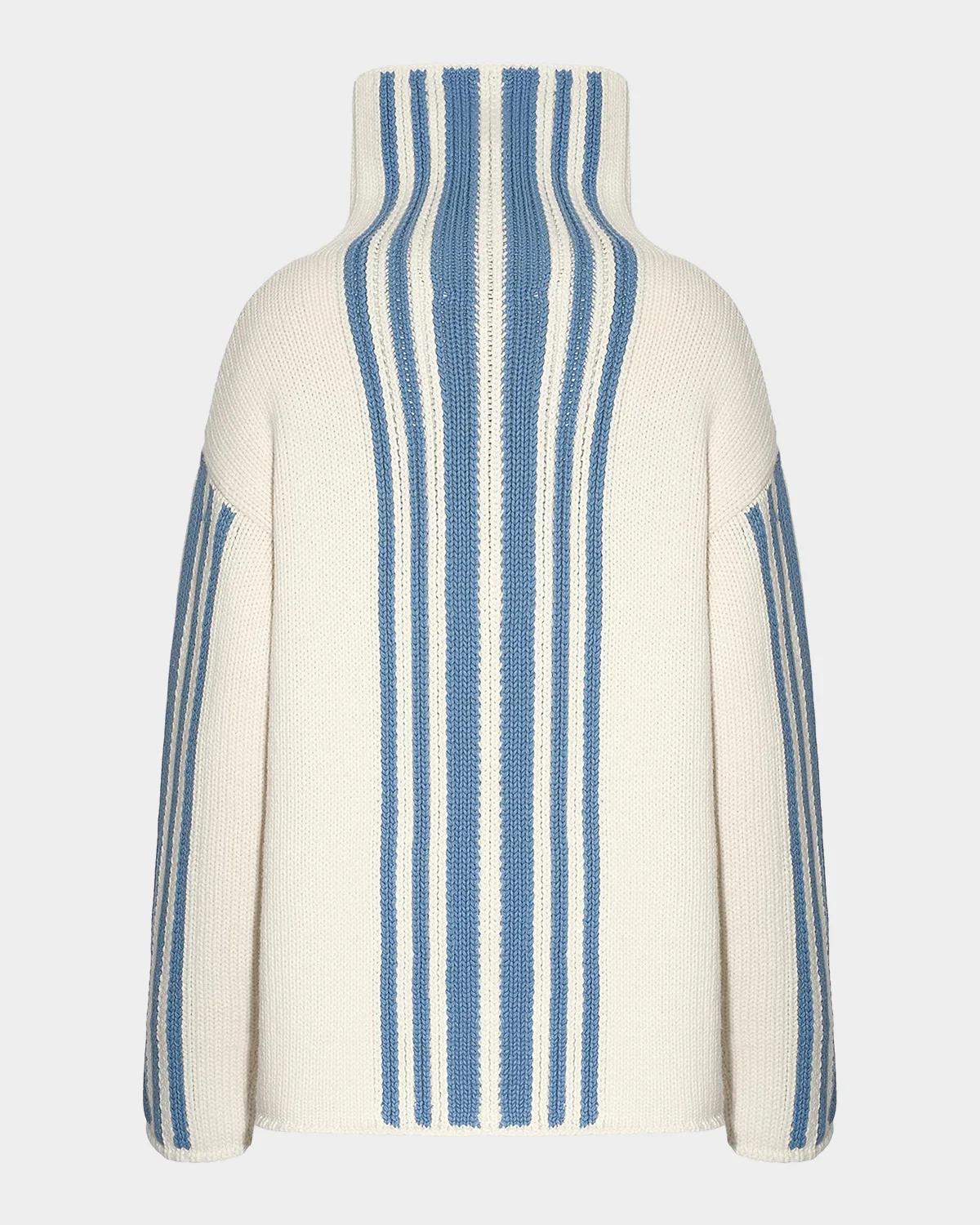 Striped Wool-Cashmere Oversized Turtleneck - thumbnail 8
