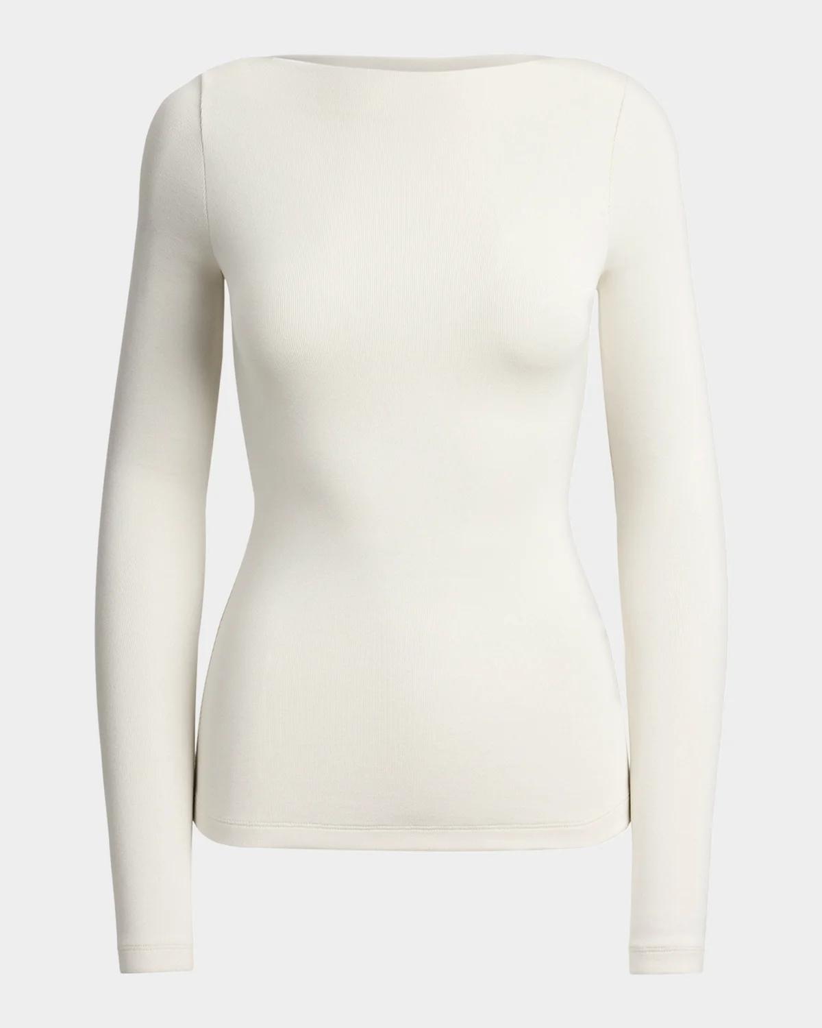 Marybeth Rib-Knit Stretch Silk Top