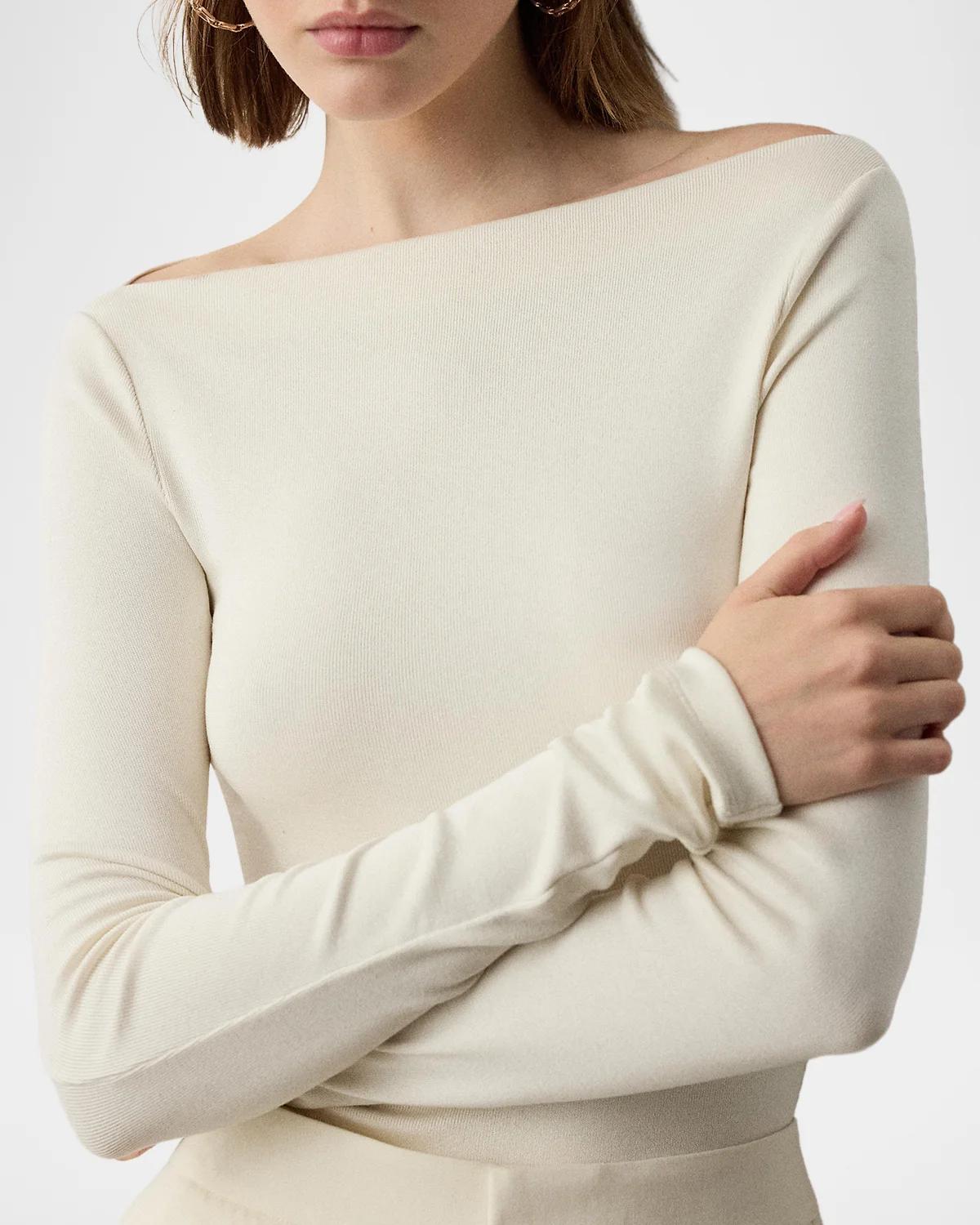 Marybeth Rib-Knit Stretch Silk Top - thumbnail 5