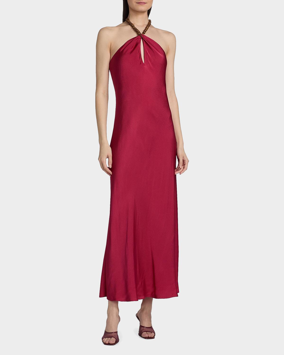 Giulia Beaded Halter Maxi Dress - thumbnail 4